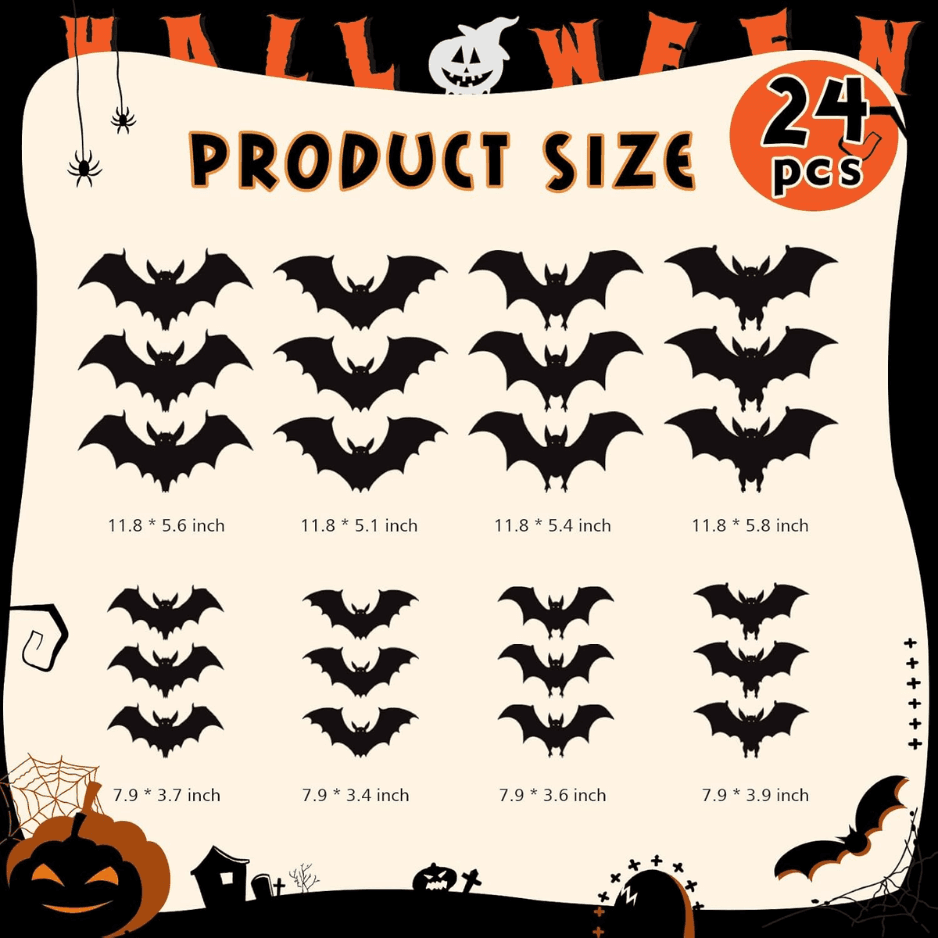 Glow in the dark Halloween bat wall decals in various styles.