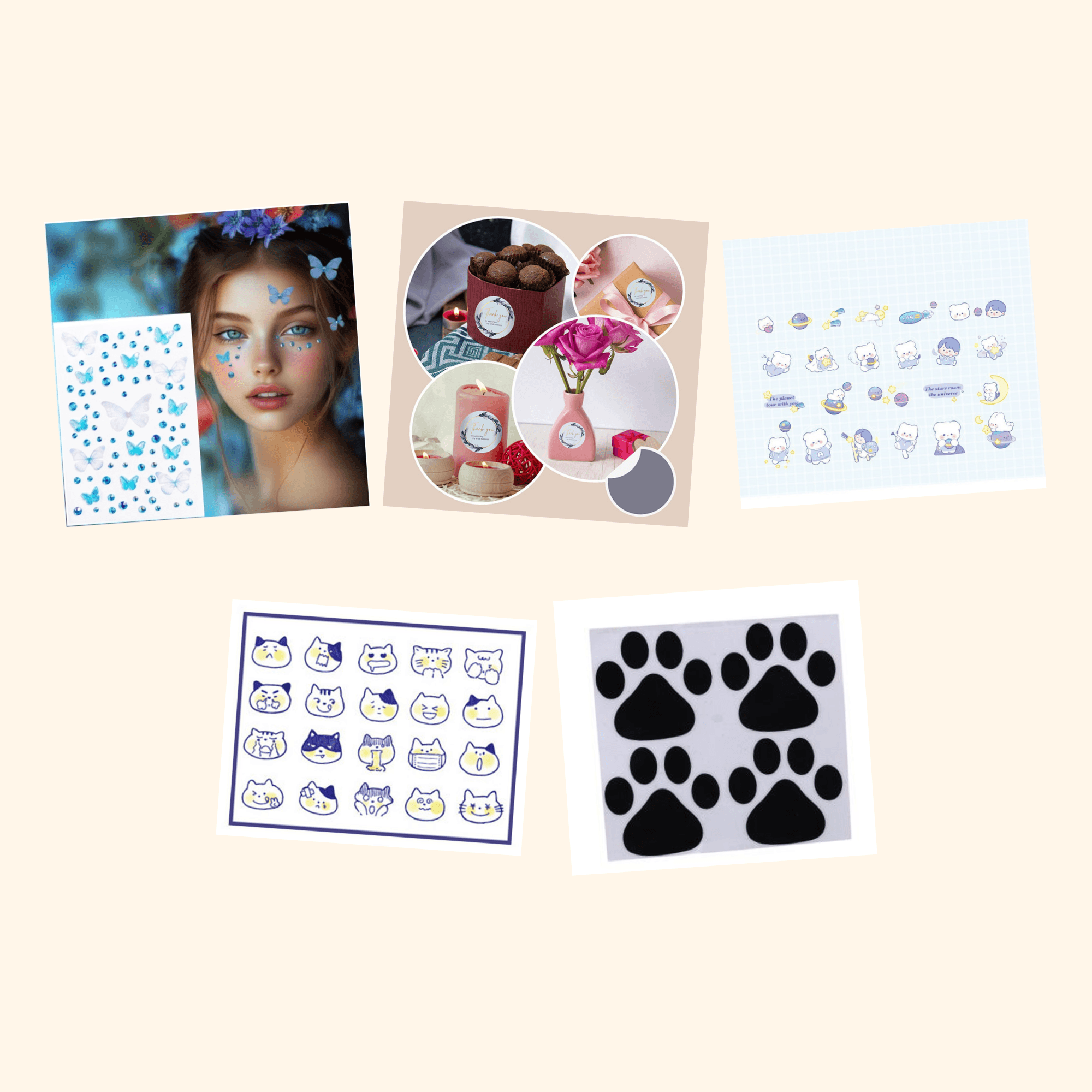 Kawaii Cute Blue Stickers Pack — all stickers included in the pack