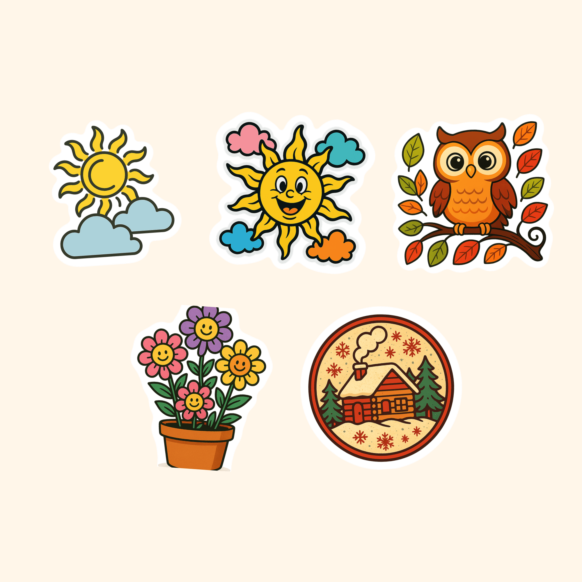 Window Decals Sticker Pack (5-Pack) — all stickers included in the pack