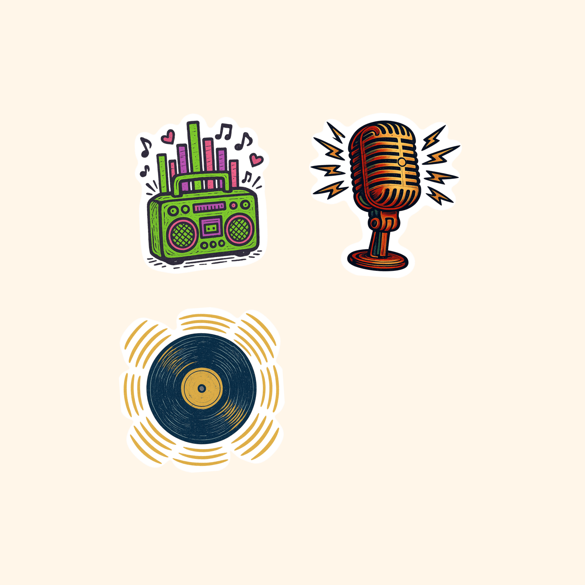 Music Mini Sticker Pack (3-Pack) — all stickers included