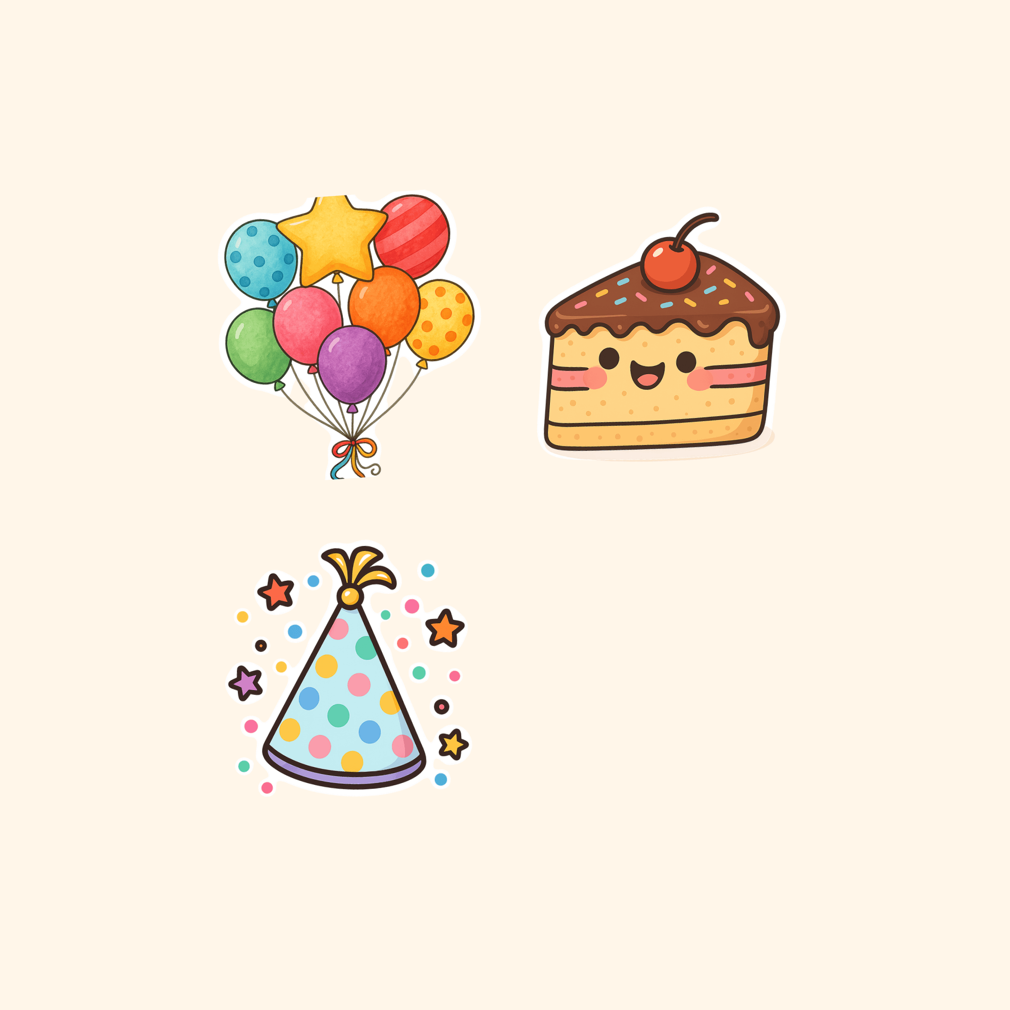 Birthday Mini Sticker Pack (3-Pack) — all stickers included