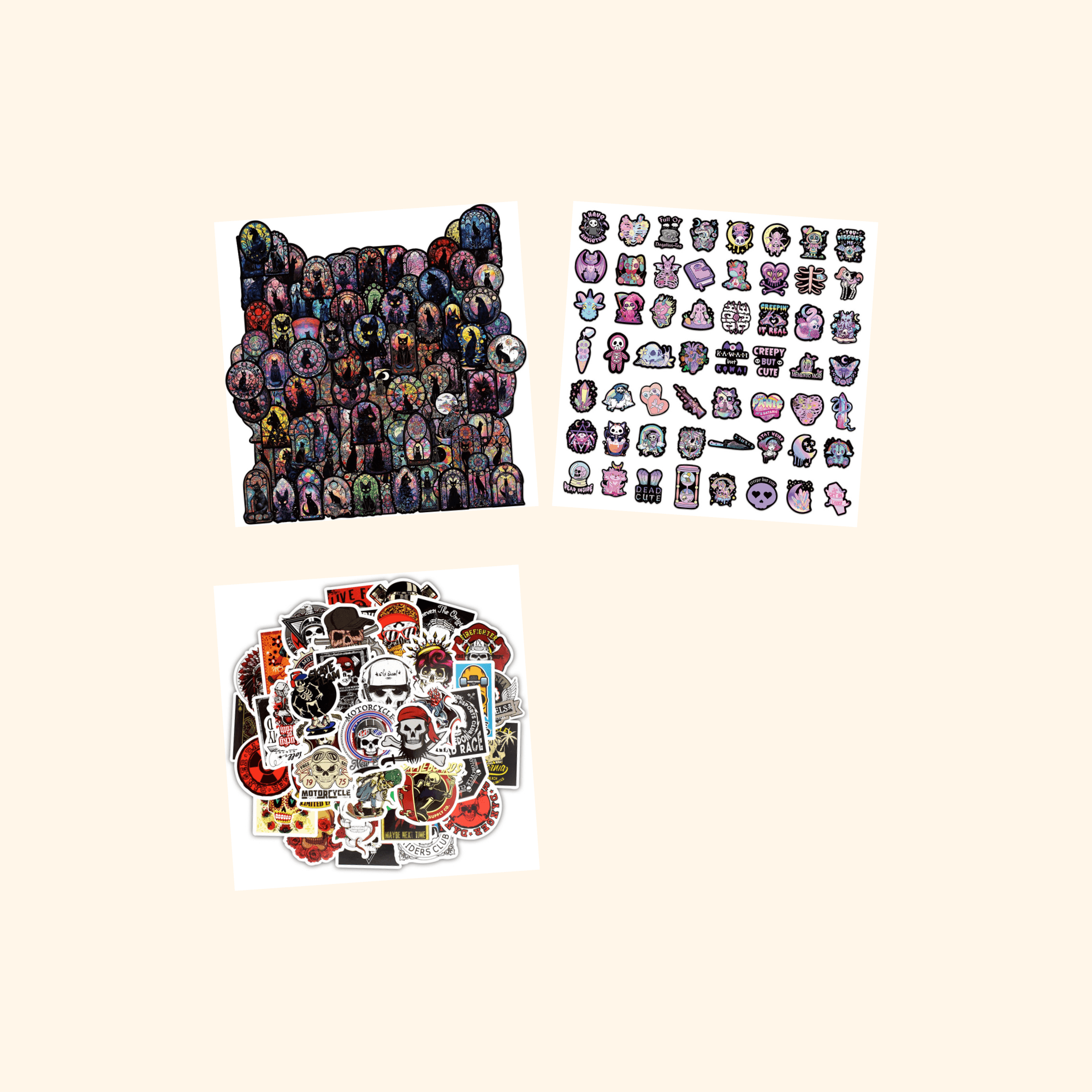 Skulls & Gothic Mini Sticker Pack (3-Pack) — all stickers included