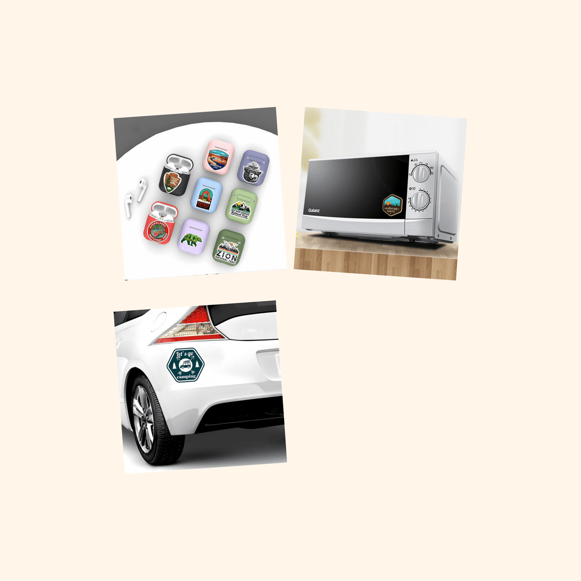 Camping & Outdoors Mini Sticker Pack (3-Pack) — all stickers included