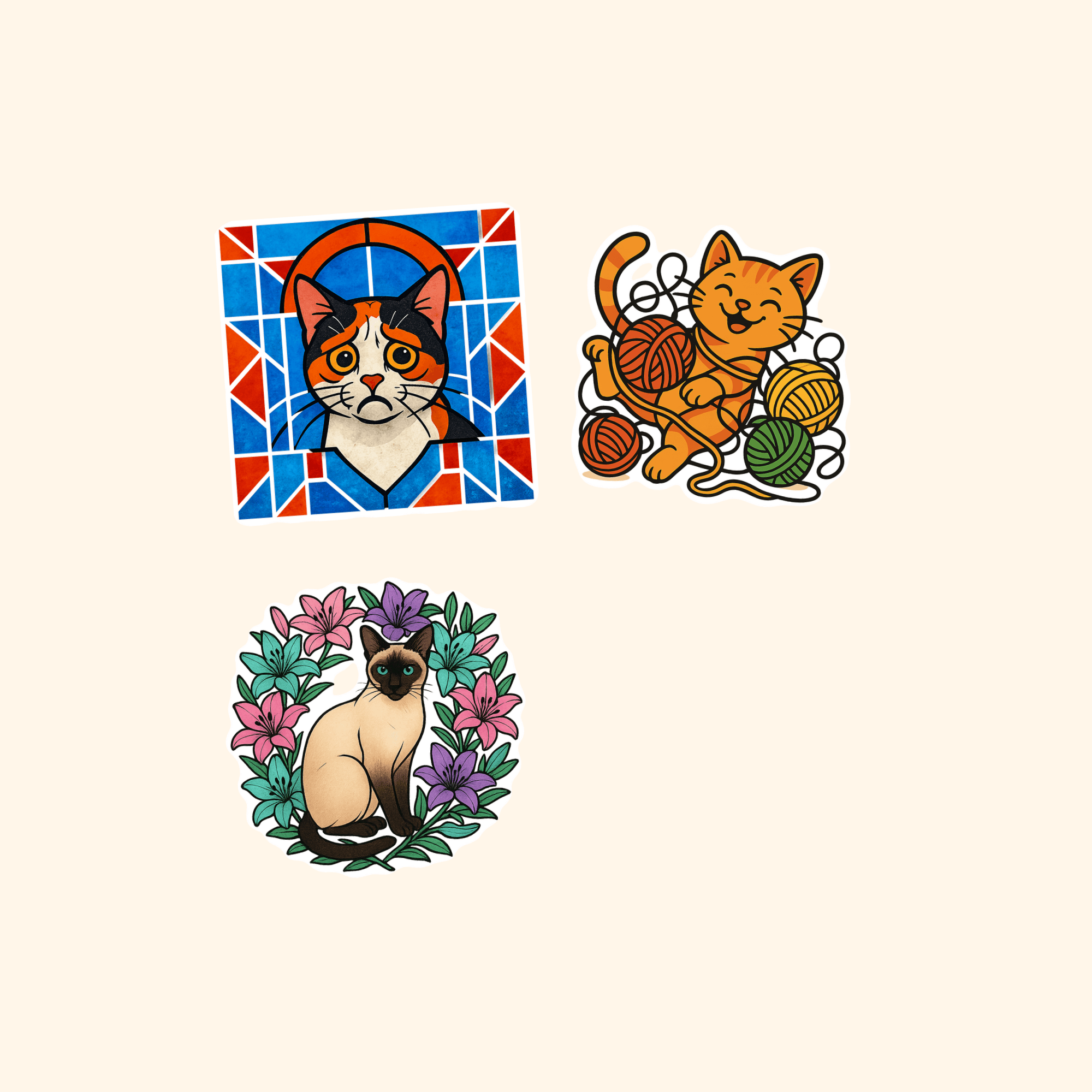 Cats Mini Sticker Pack (3-Pack) — all stickers included