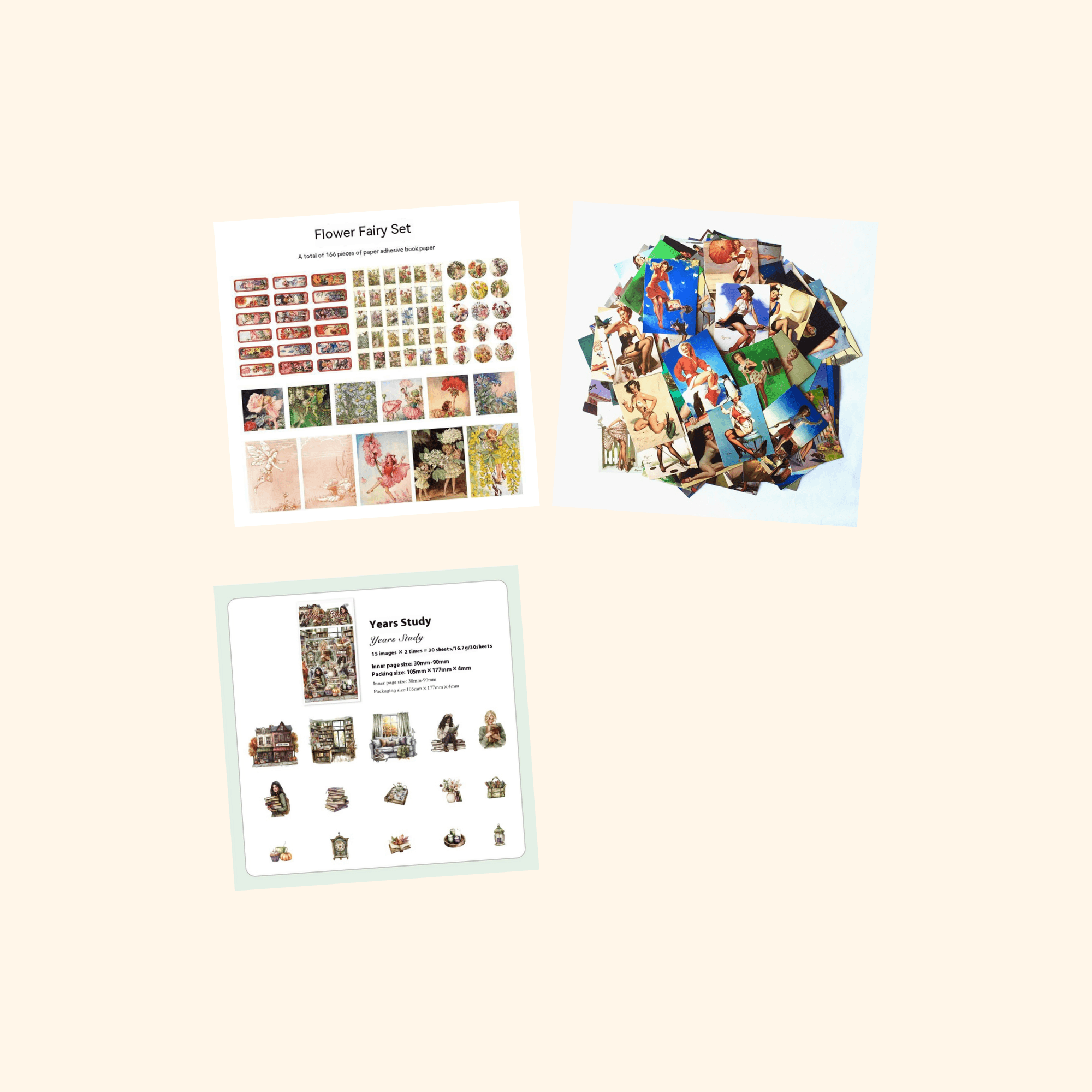 Retro & Vintage Mini Sticker Pack (3-Pack) — all stickers included