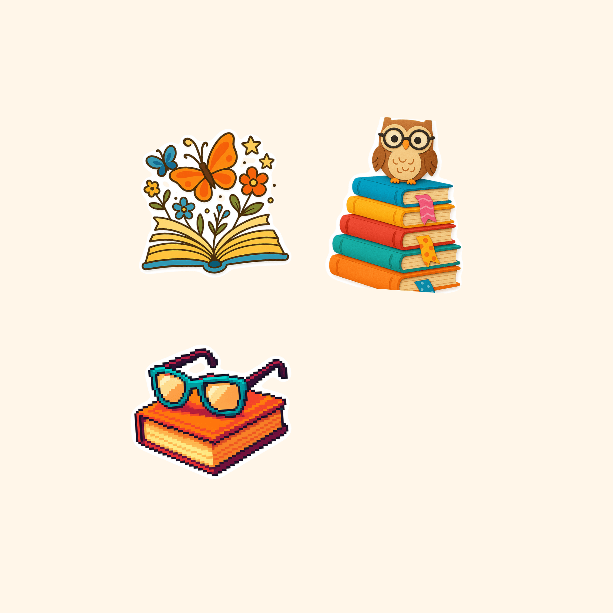 Reading Mini Sticker Pack (3-Pack) — all stickers included