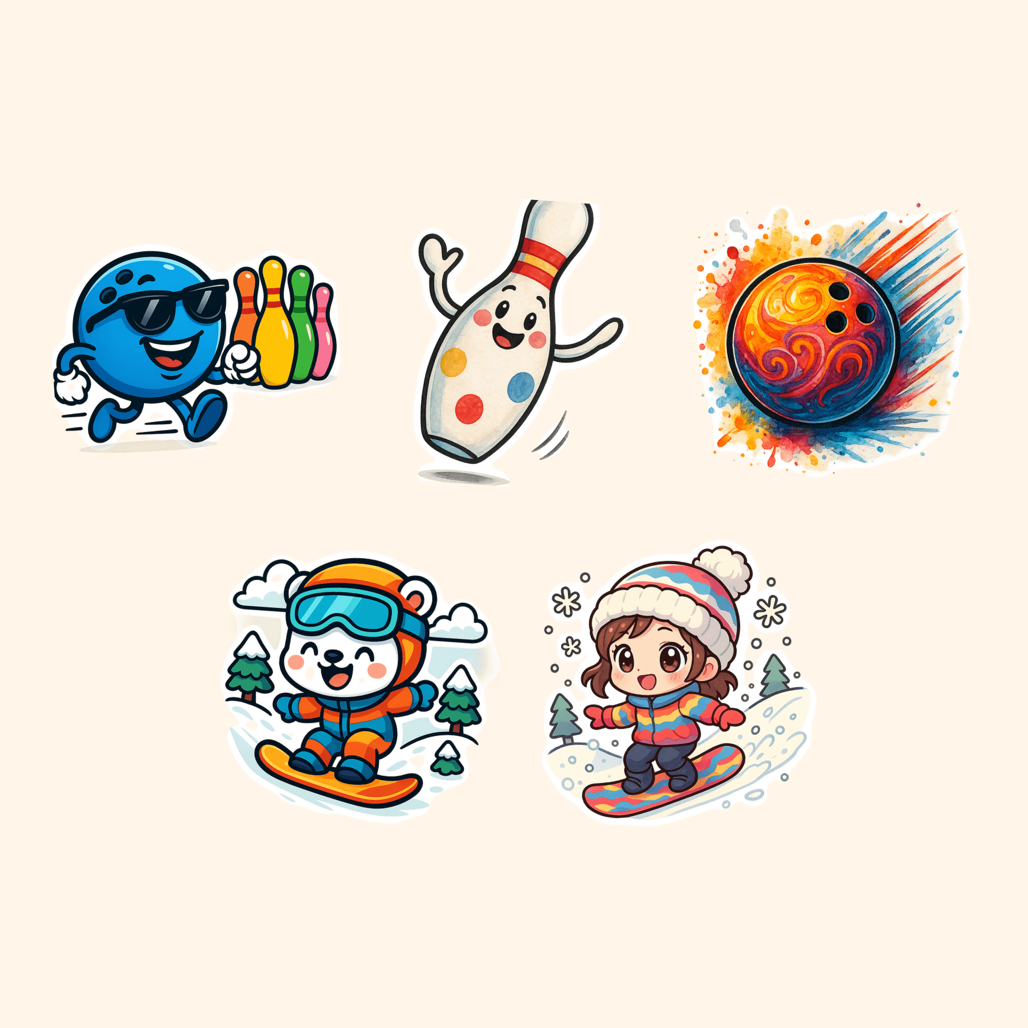 Sports Sticker Pack (5-Pack) — all stickers included in the pack