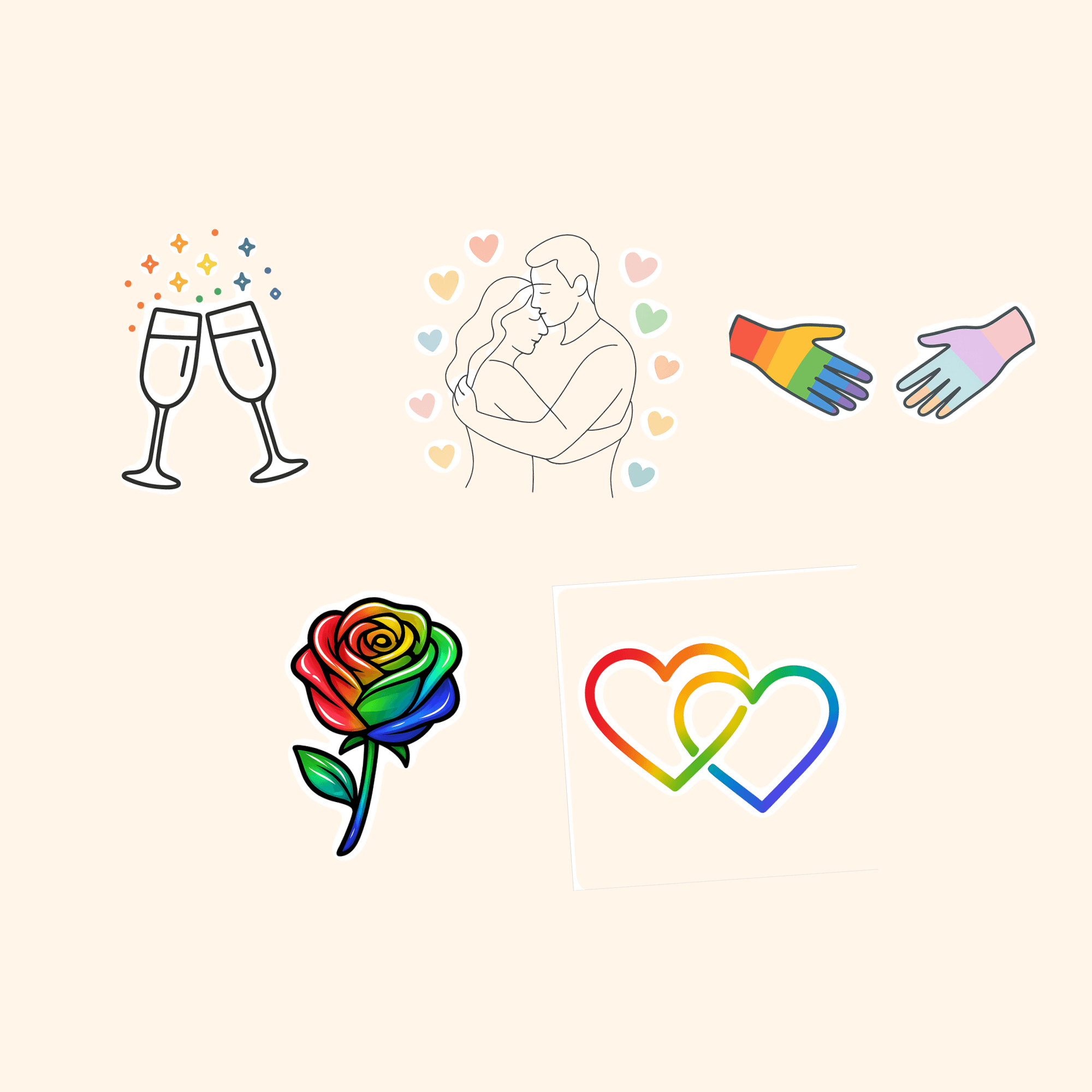 Love & Romance Sticker Pack (5-Pack) — all stickers included in the pack