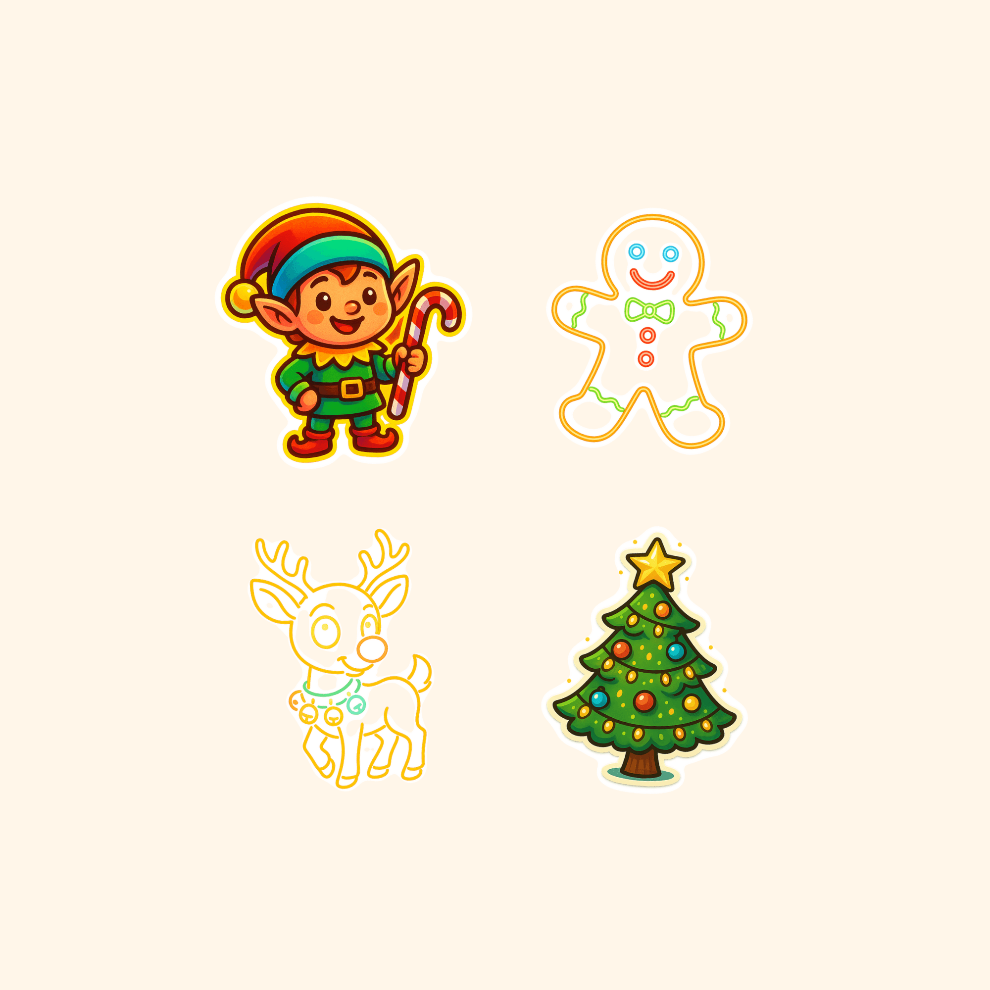 Christmas Sticker Quad Pack (4-Pack) — all stickers included