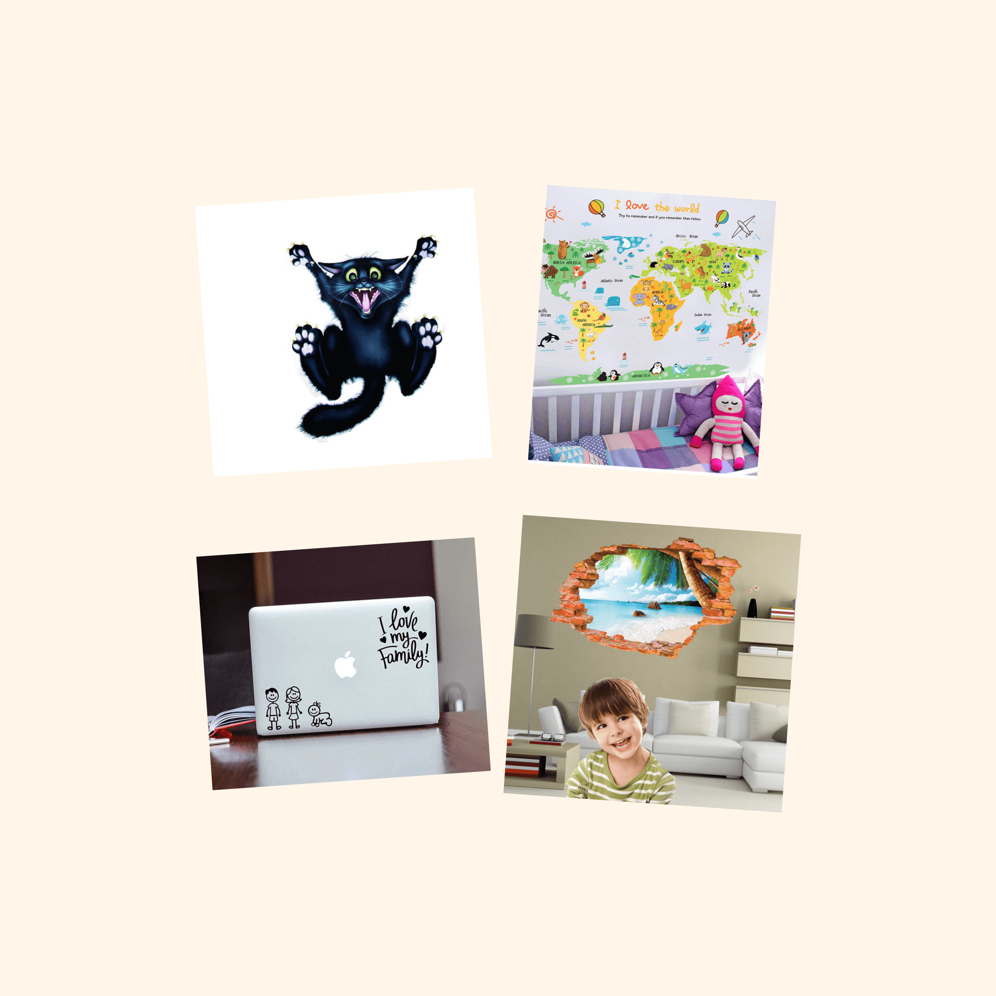 Window Decals Sticker Quad Pack (4-Pack) — all stickers included