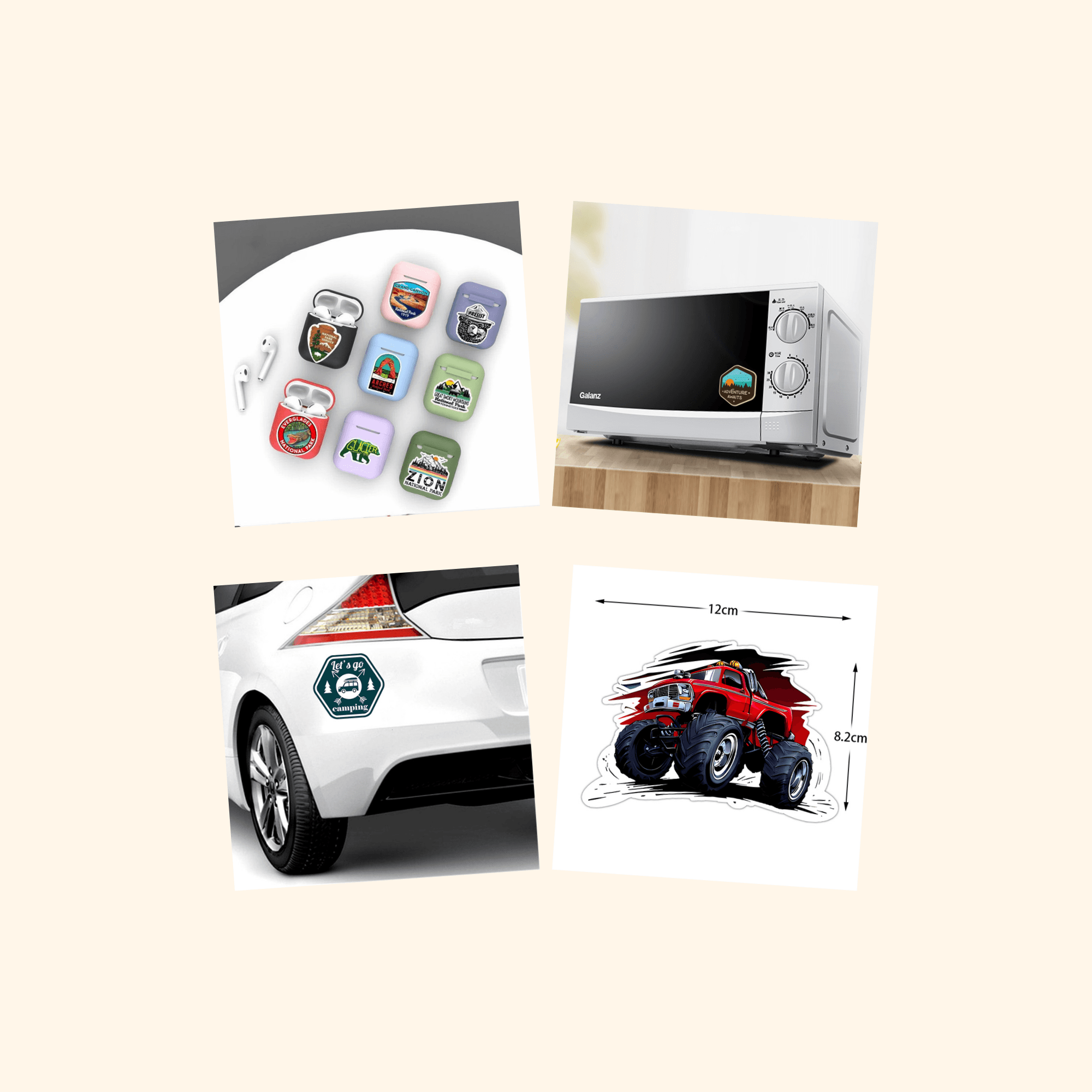 Camping & Outdoors Sticker Quad Pack (4-Pack) — all stickers included