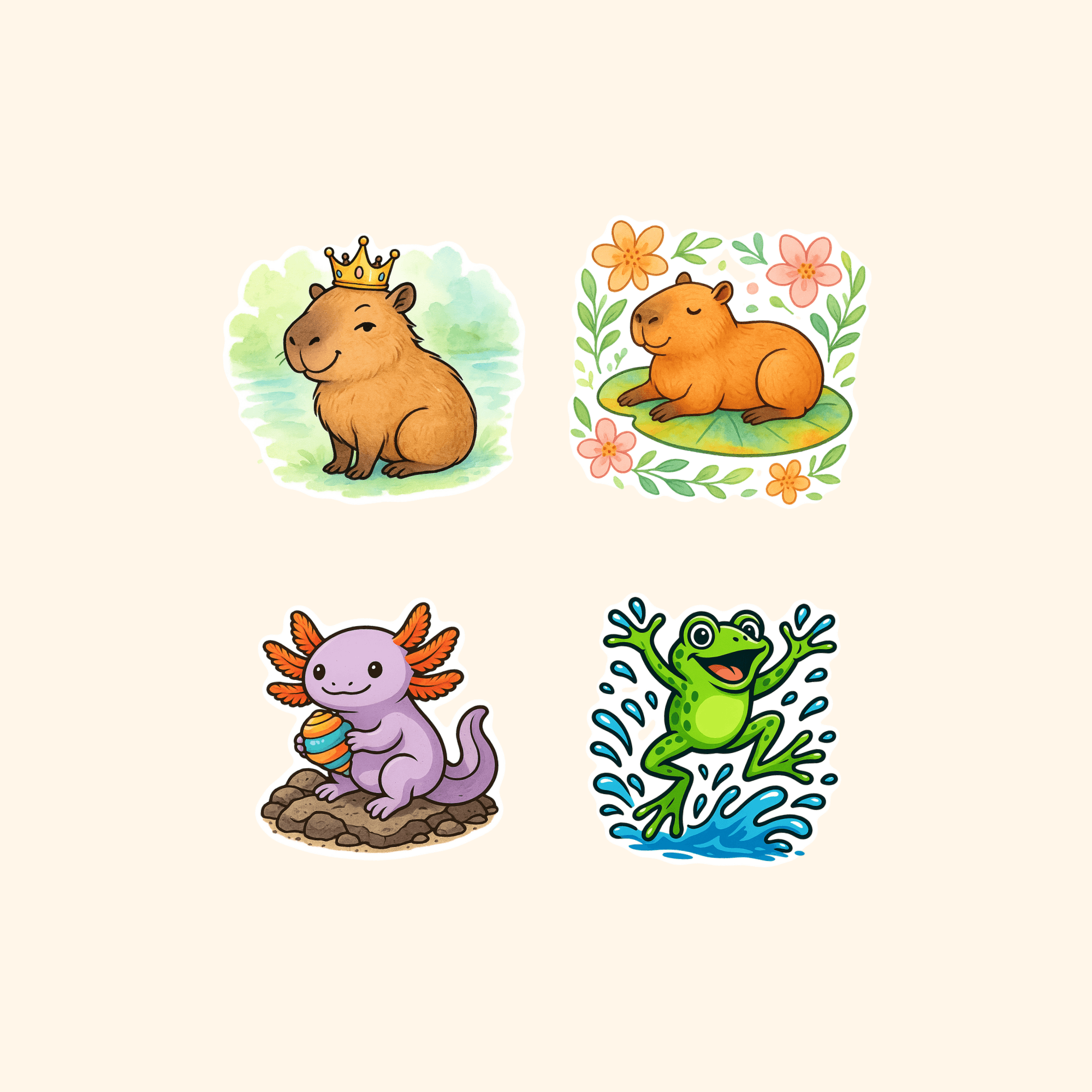 Animals Sticker Quad Pack (4-Pack) — all stickers included