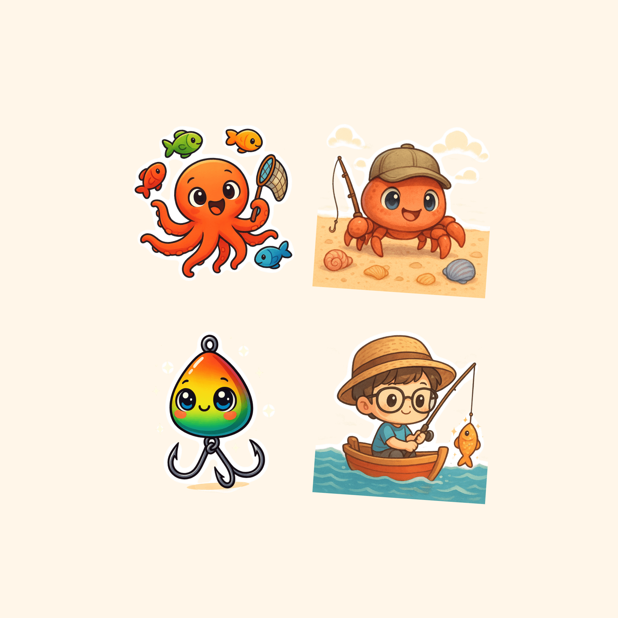 Fishing Sticker Quad Pack (4-Pack) — all stickers included