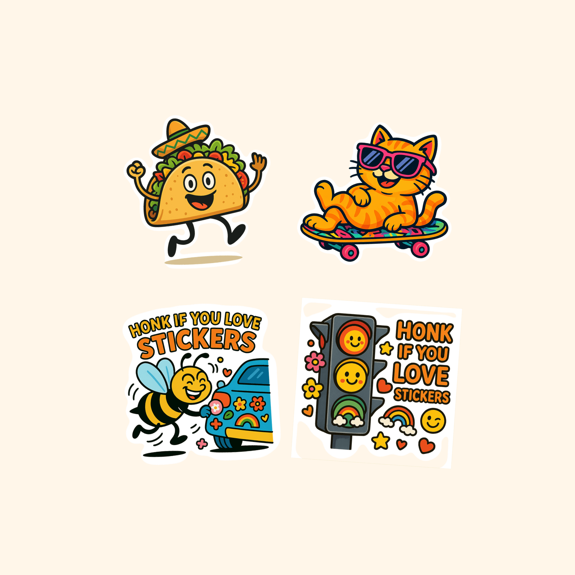 Bumper Stickers Sticker Quad Pack (4-Pack) — all stickers included