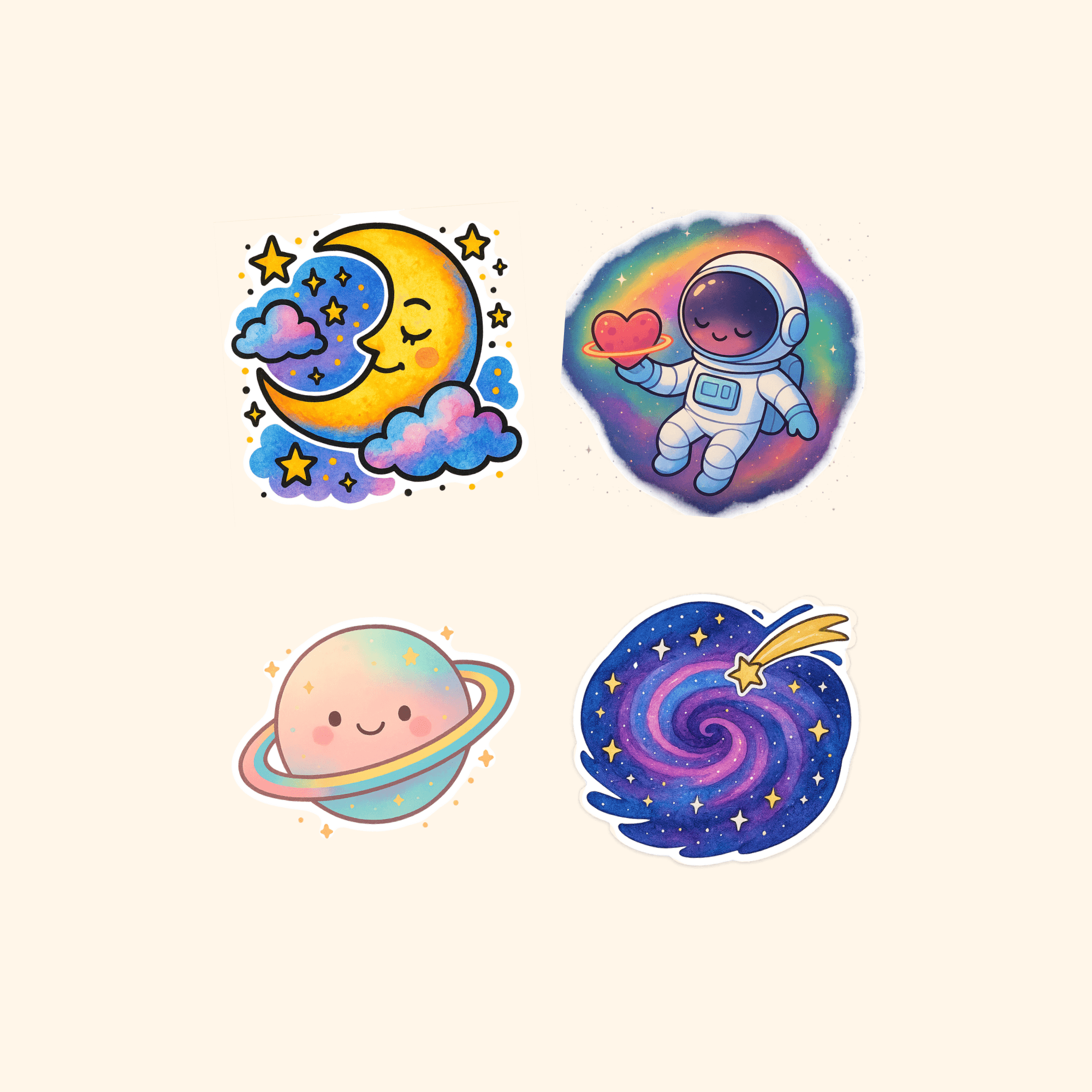Space Sticker Quad Pack (4-Pack) — all stickers included