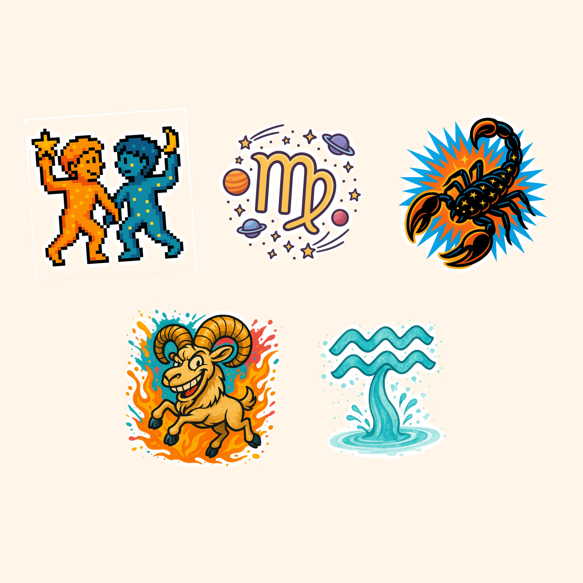 Celestial Zodiac Sticker Pack — all stickers included in the pack