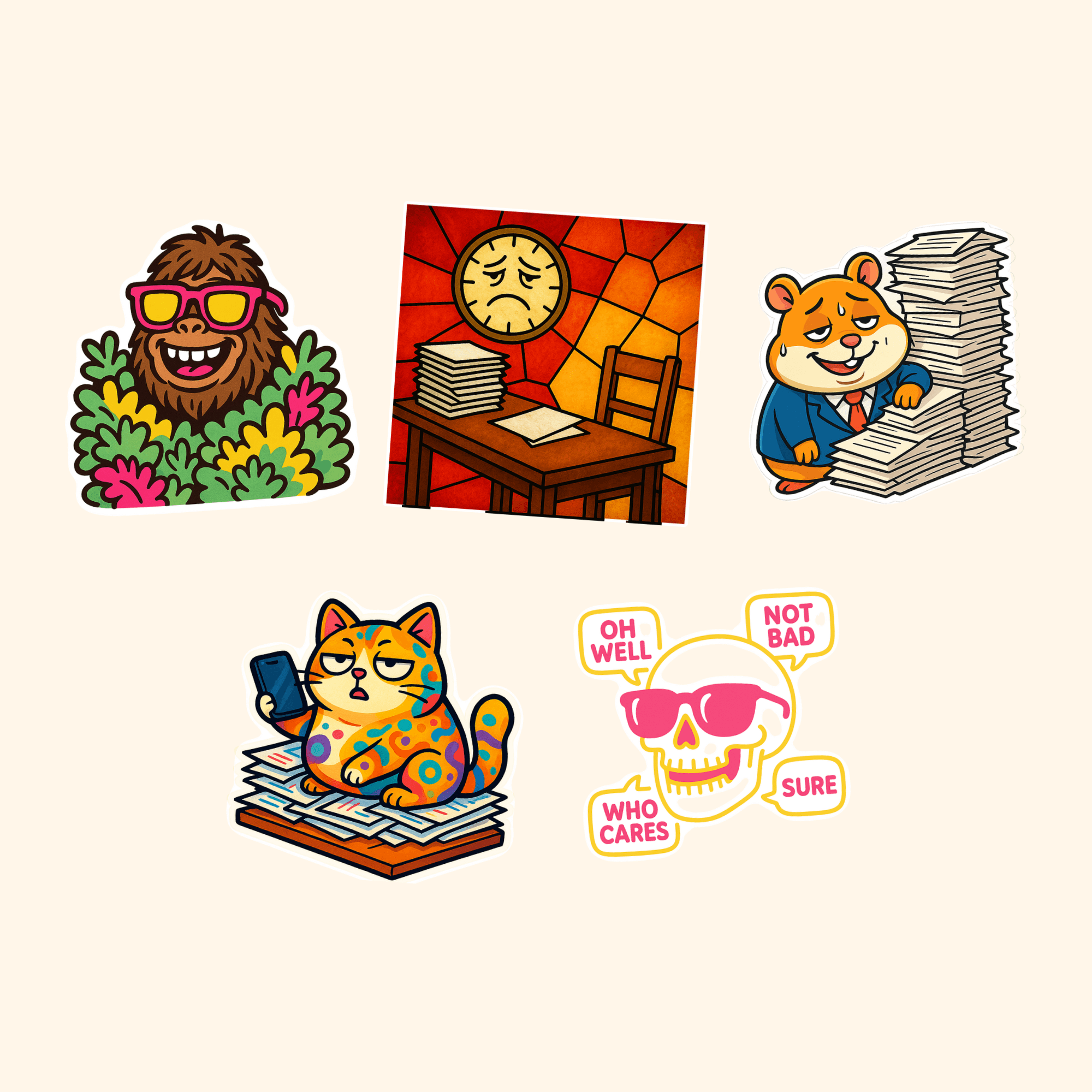 Sarcastic Sticker Pack (5-Pack) — all stickers included in the pack