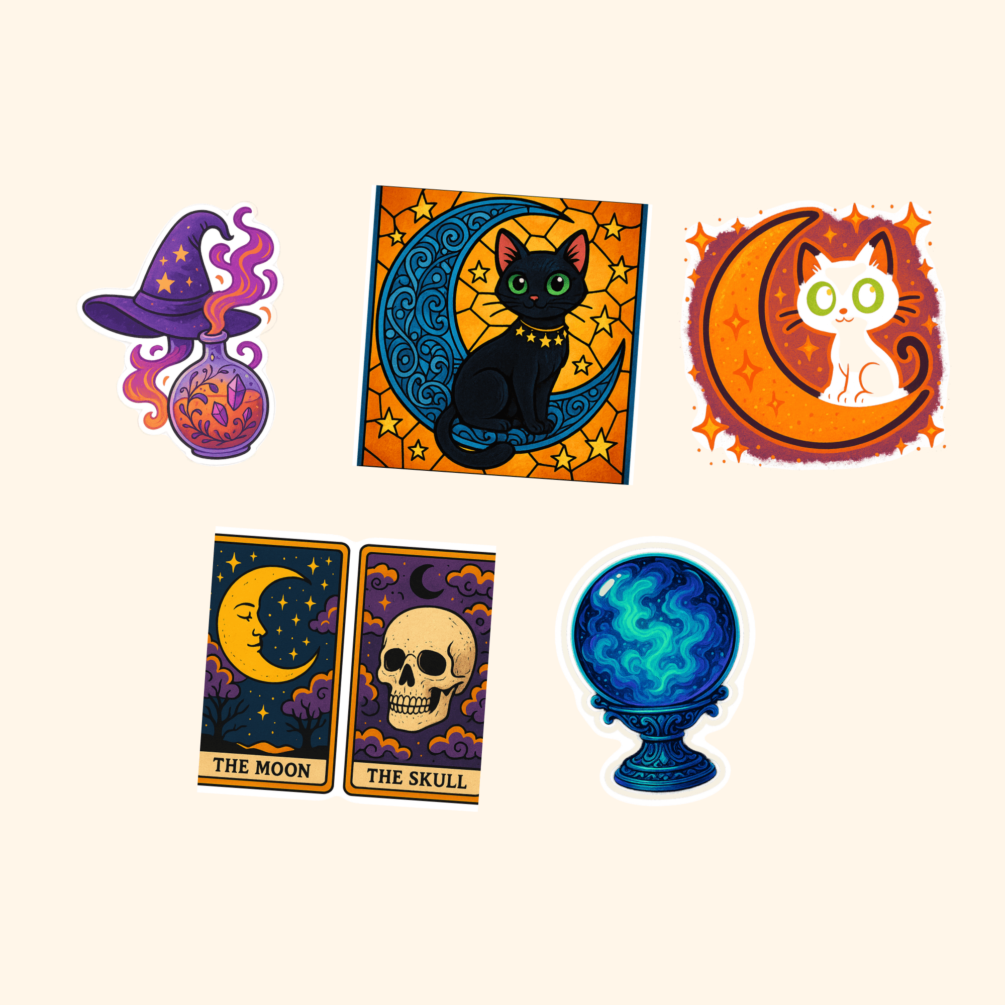 Halloween Sticker Pack (5-Pack) — all stickers included in the pack