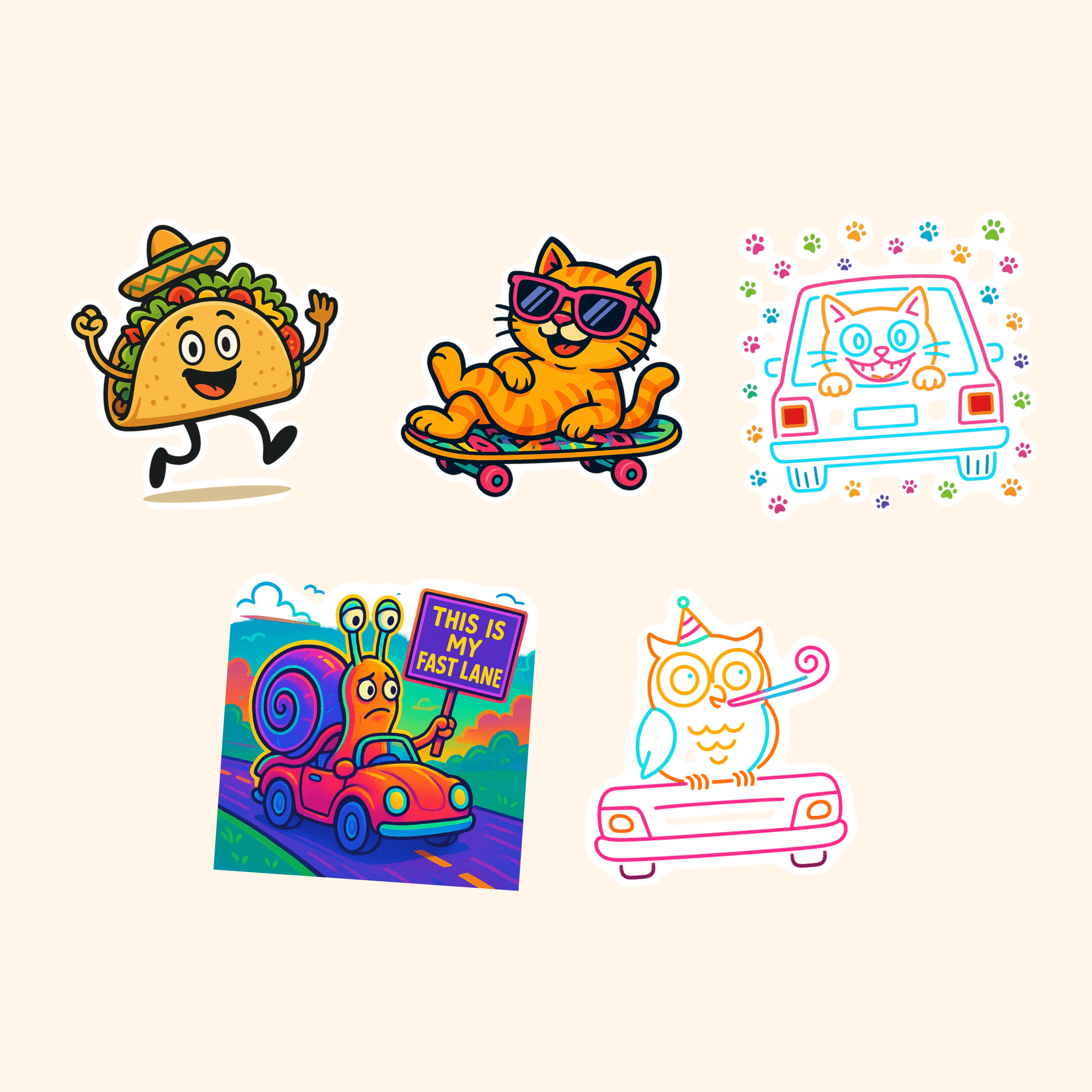 Bumper Stickers Sticker Pack (5-Pack) — all stickers included in the pack