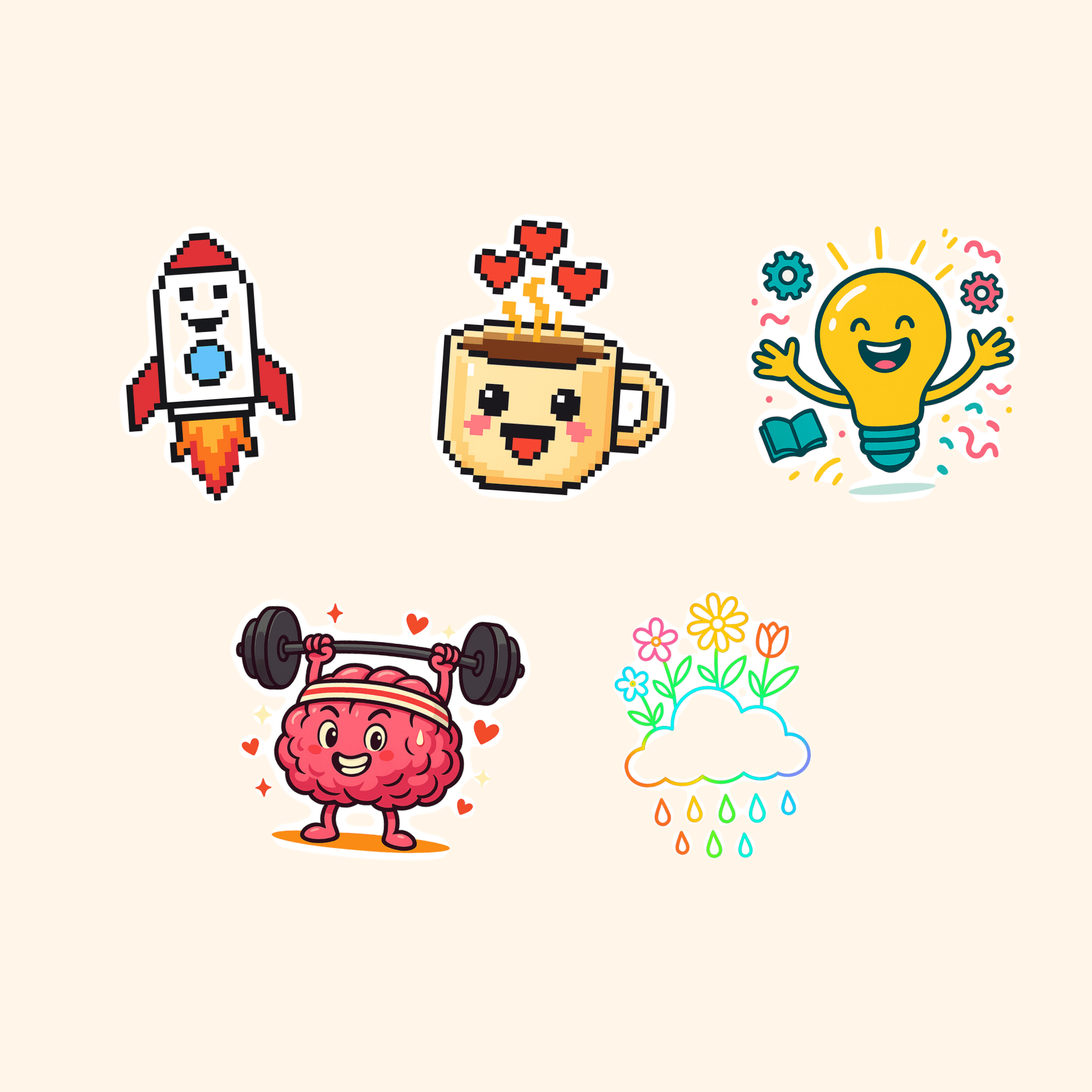Motivational Quotes Sticker Pack (5-Pack) — all stickers included in the pack