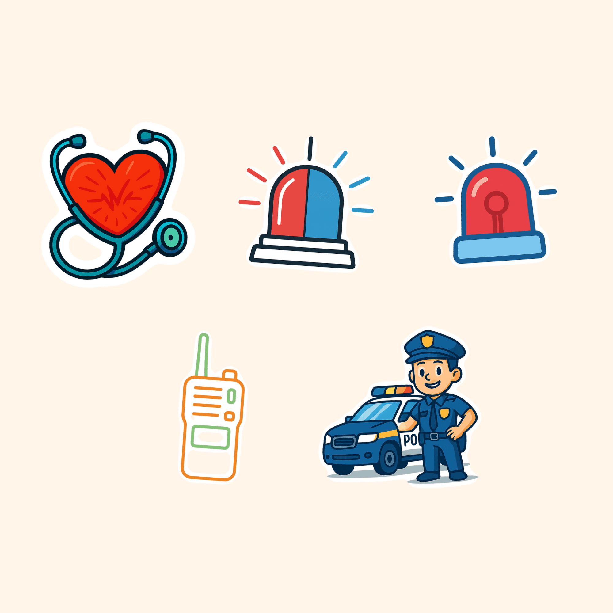 First Responders Sticker Pack (5-Pack) — all stickers included in the pack
