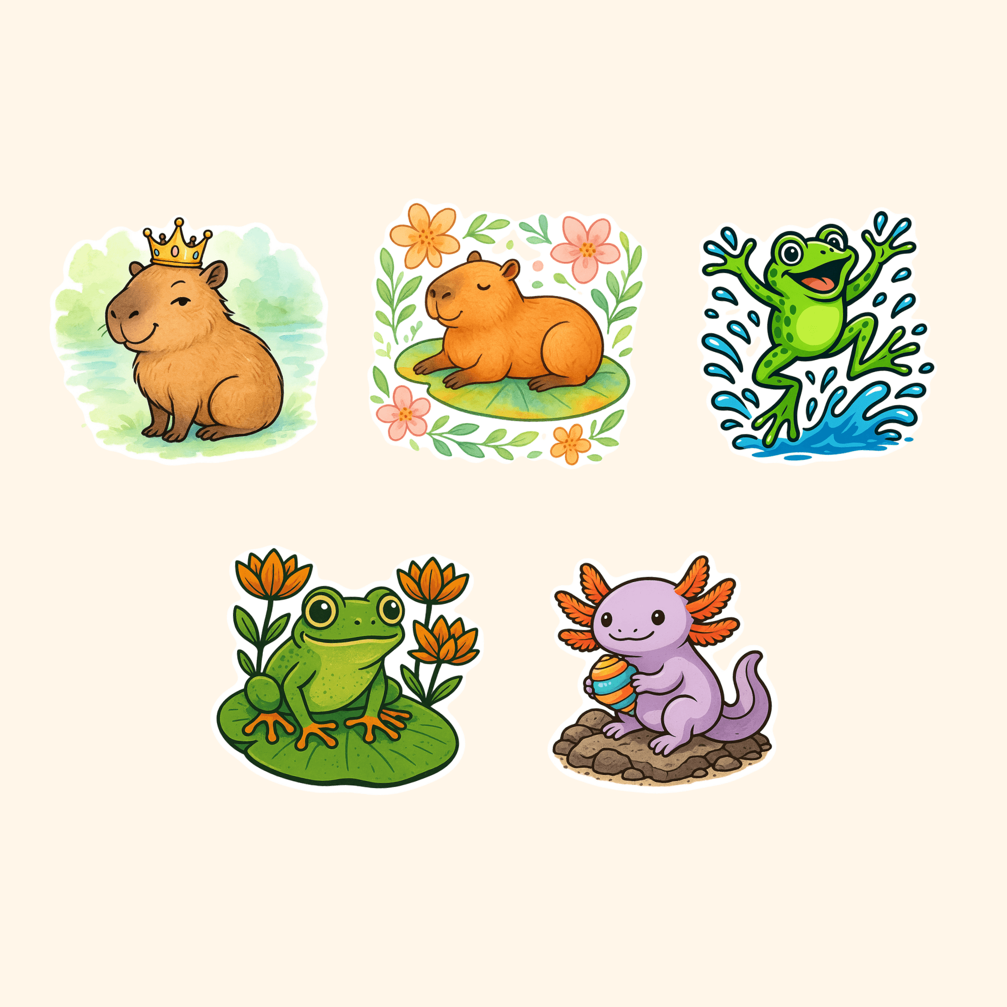 Animals Sticker Pack (5-Pack) — all stickers included in the pack