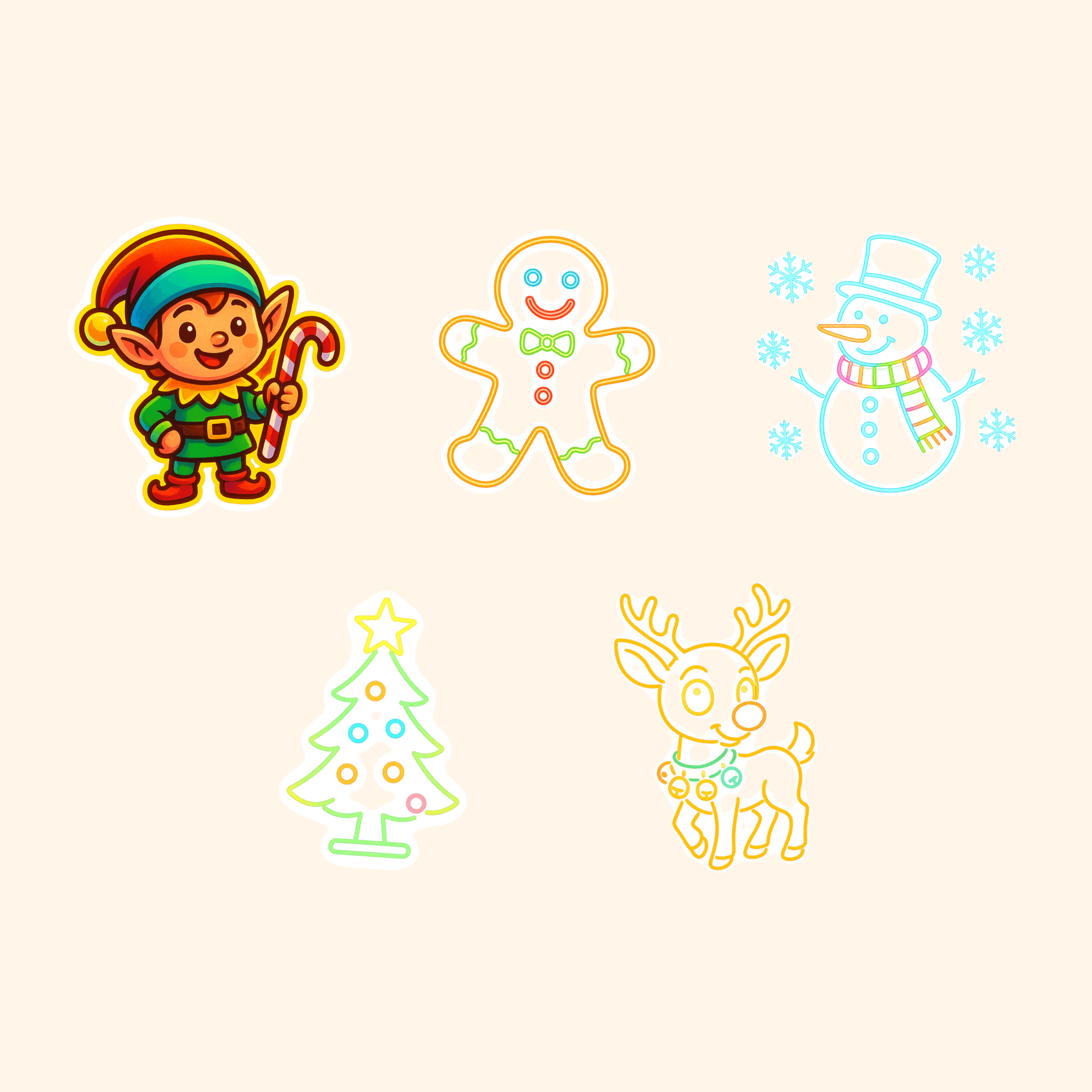 Christmas Sticker Pack (5-Pack) — all stickers included in the pack