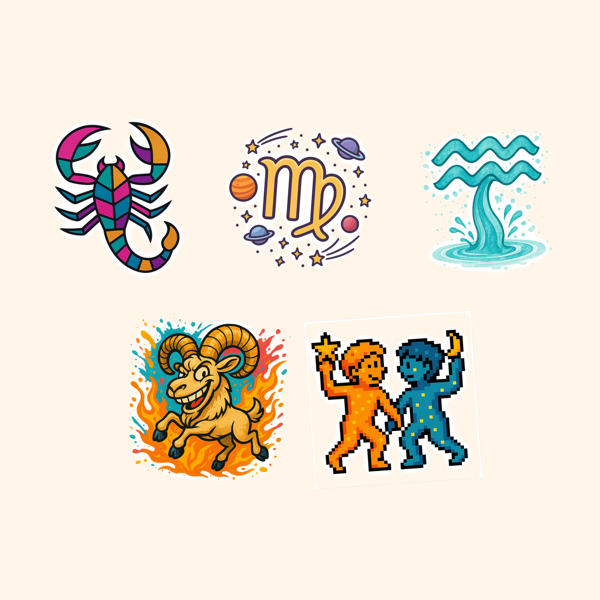 Zodiac Signs Sticker Pack — all stickers included in the pack