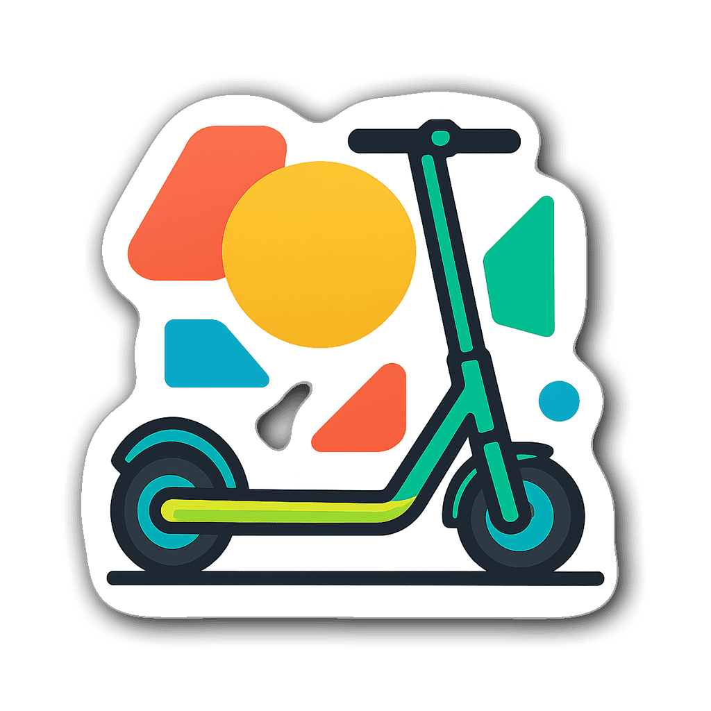 Minimalist electric scooter illustration with geometric shapes