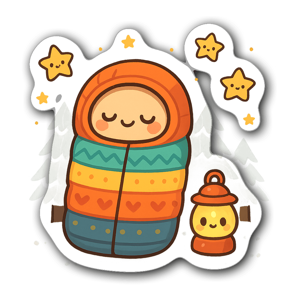 Kawaii chibi sleeping bag with cute eyes and stars