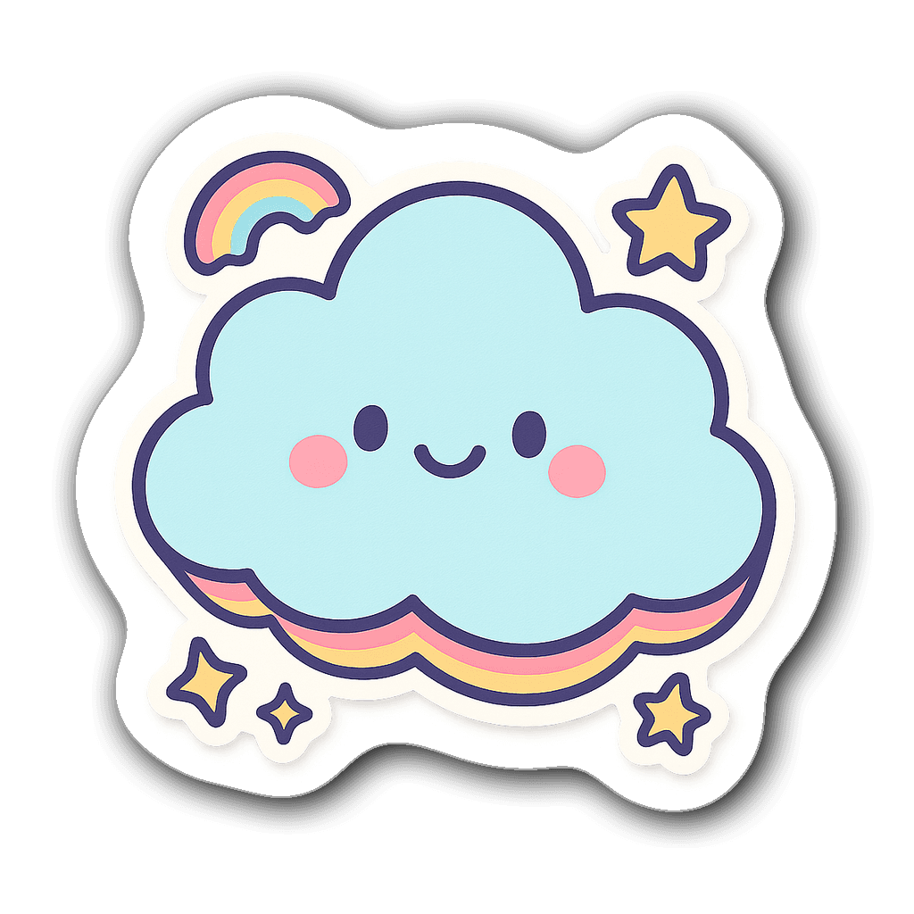 Cute cartoon-style sticky note pad shaped like a cloud