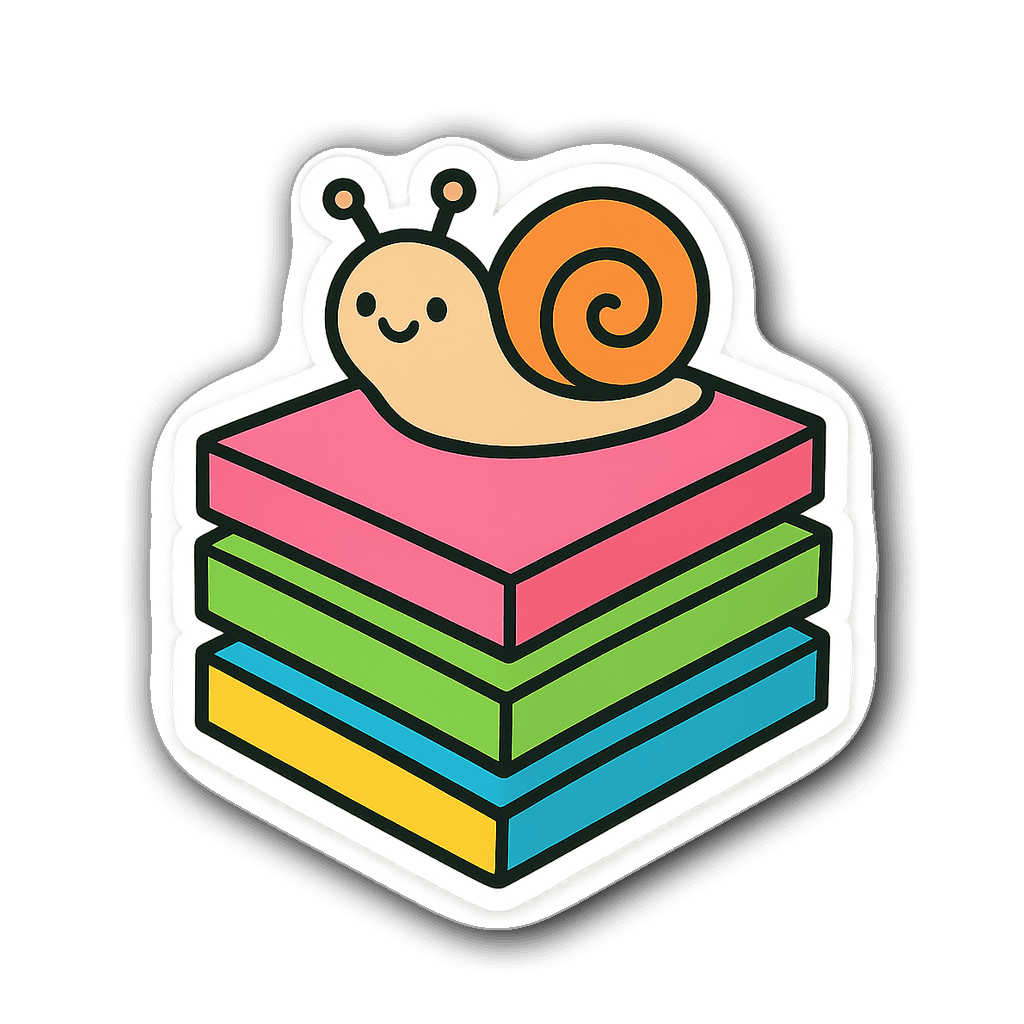 Die-cut sticker of colorful sticky notes with a cute character on top