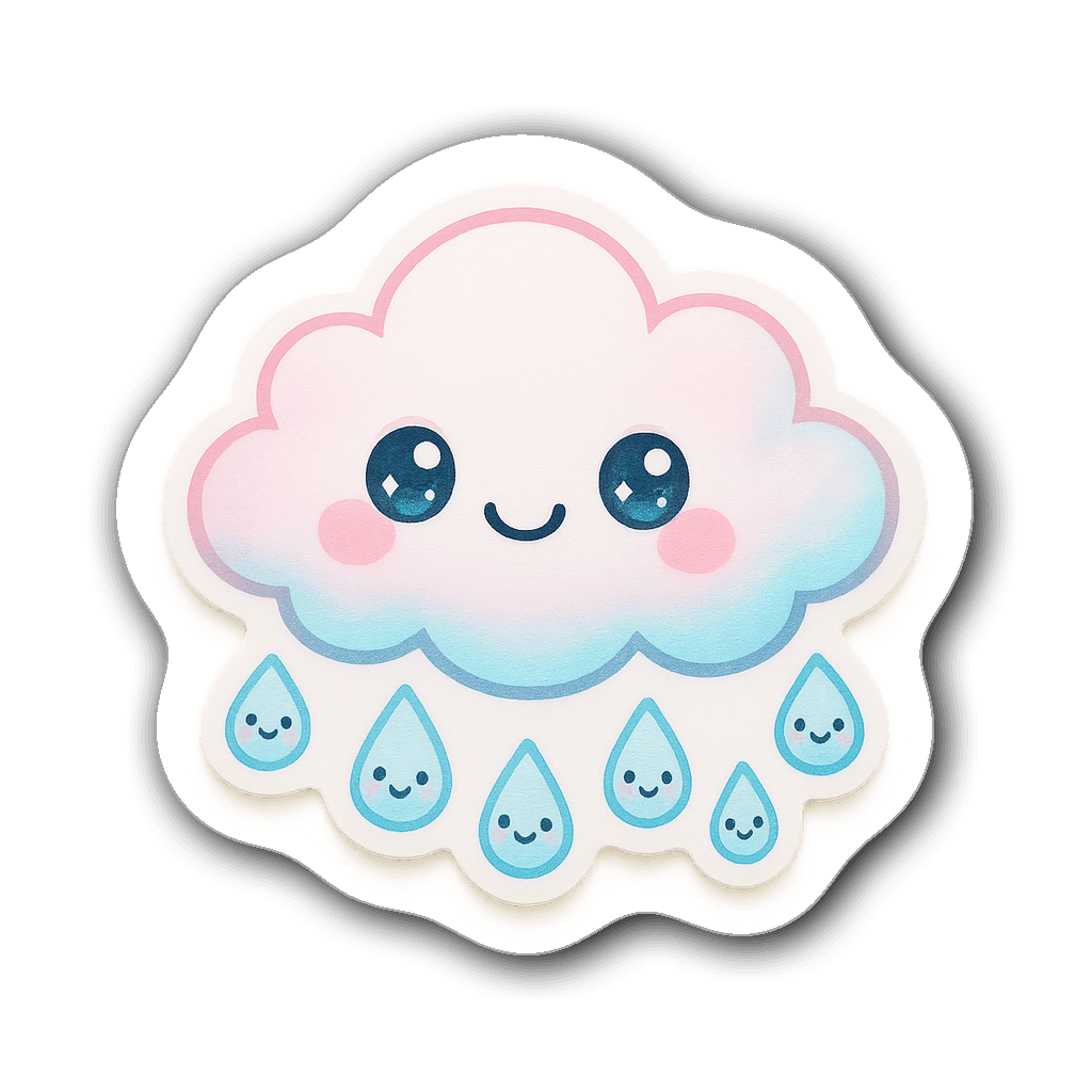 Kawaii chibi-style sticky notes shaped like a smiling cloud