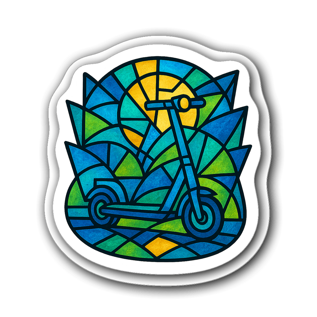 Stained glass design electric scooter sticker in vivid colors