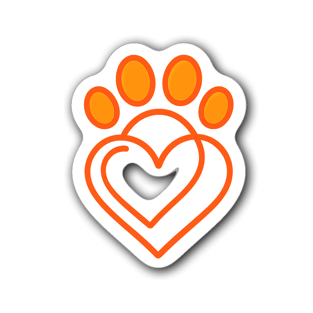 Dog mom sticker with paw print and heart design in vibrant colors.