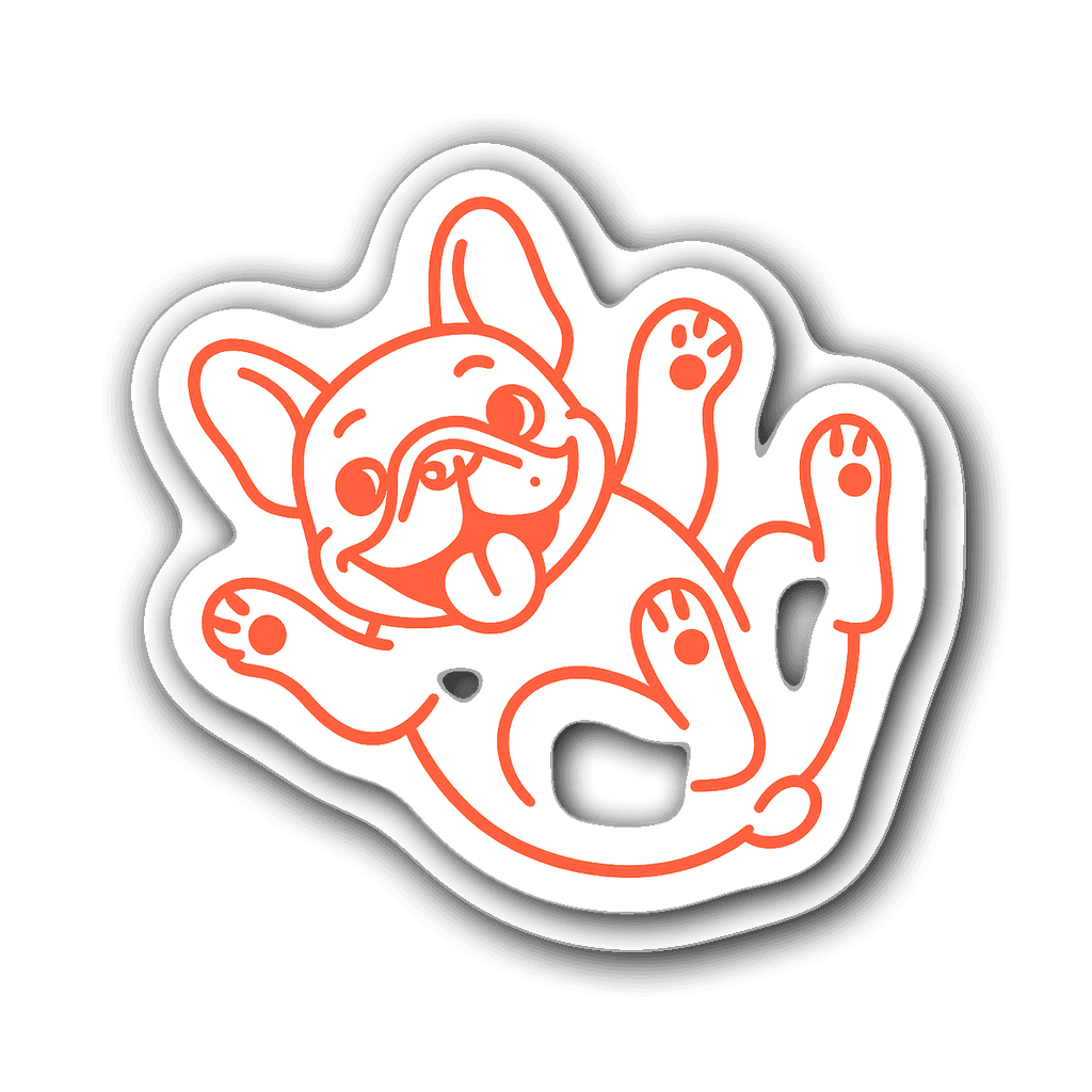 Minimalist line art sticker of an adorable French bulldog