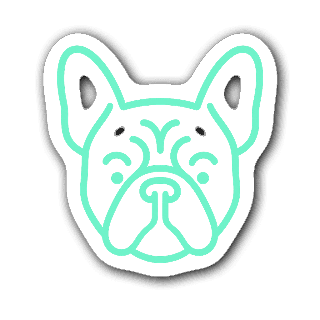 Minimalist line art sticker of a French bulldog