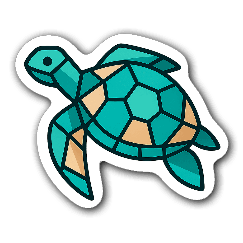 Colorful geometric sea turtle design sticker for ocean lovers