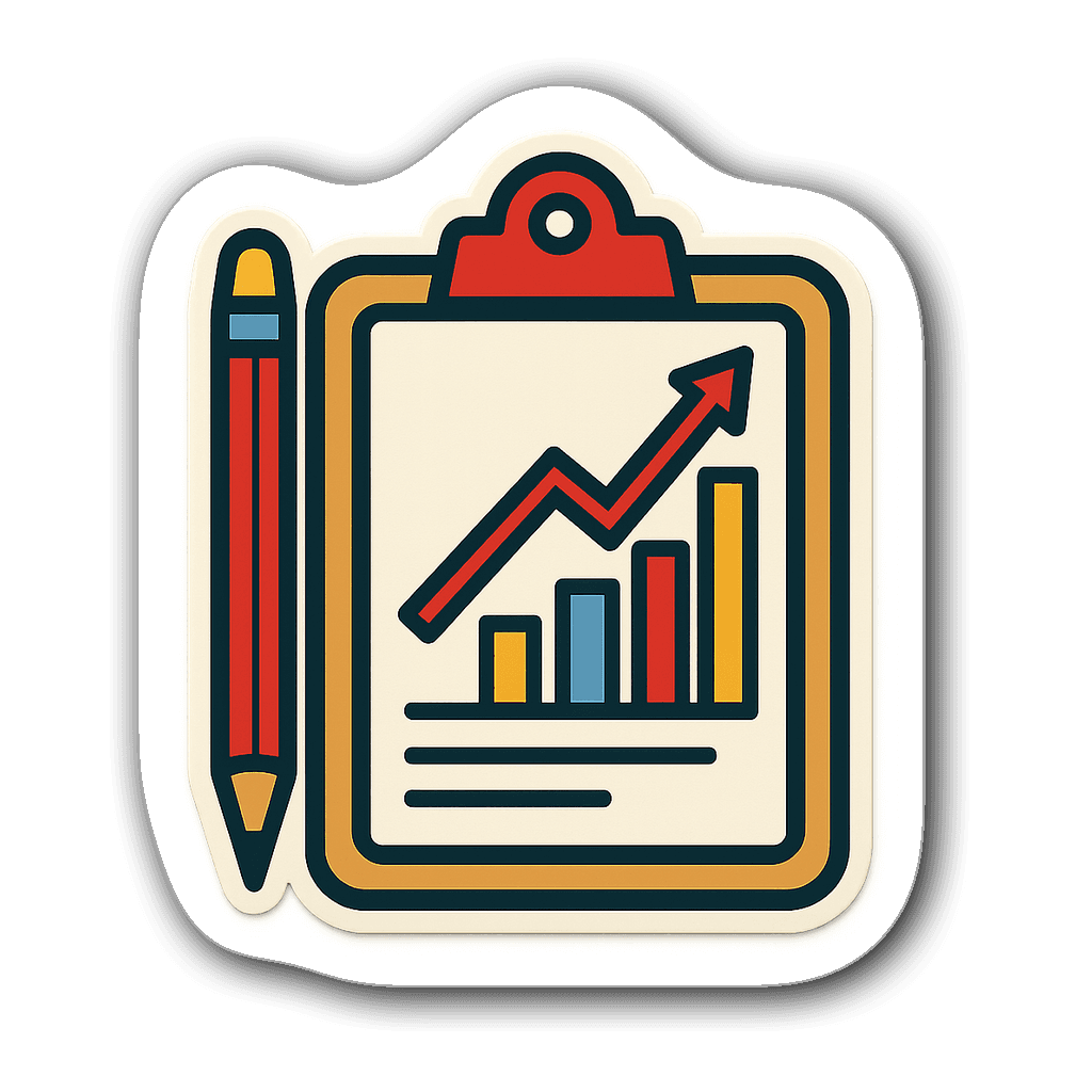 Retro vintage accountant sticker with pencil and clipboard design