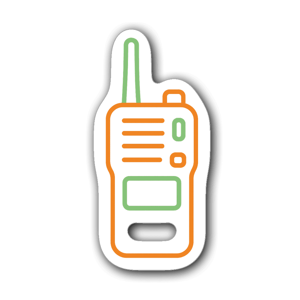 Minimalist two-way radio sticker in neon colors