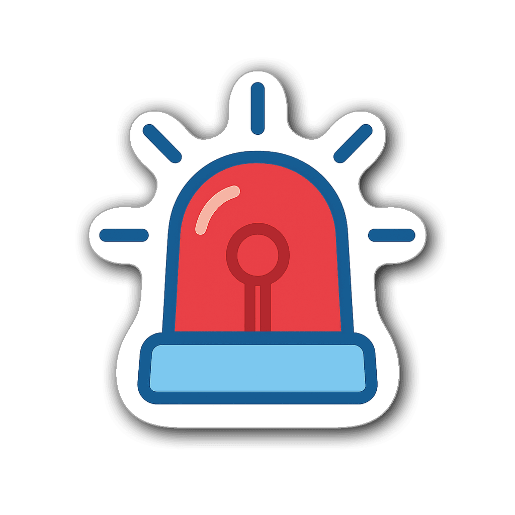 Minimalist emergency alert light sticker in blue and red