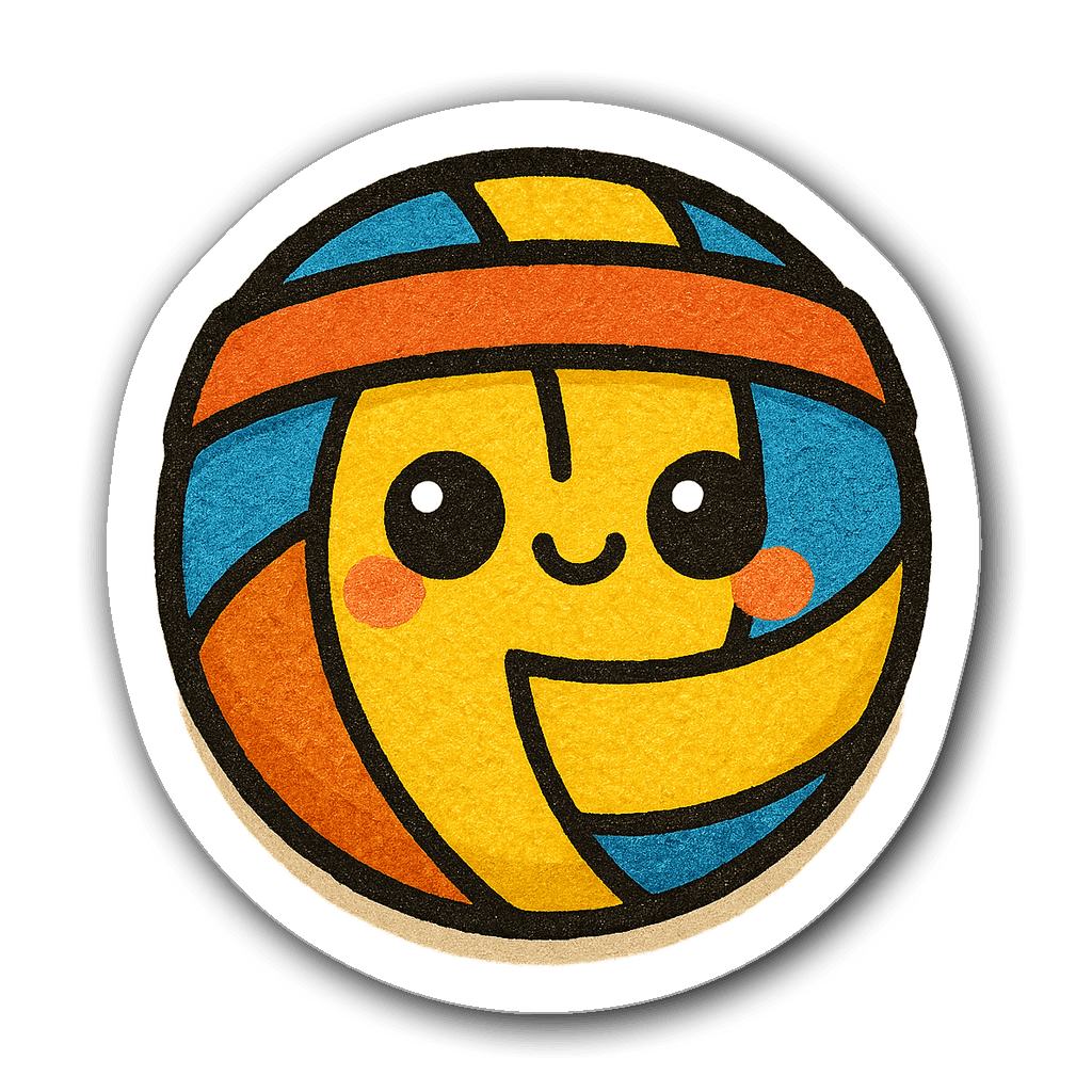Cute volleyball character sticker with big eyes and headband