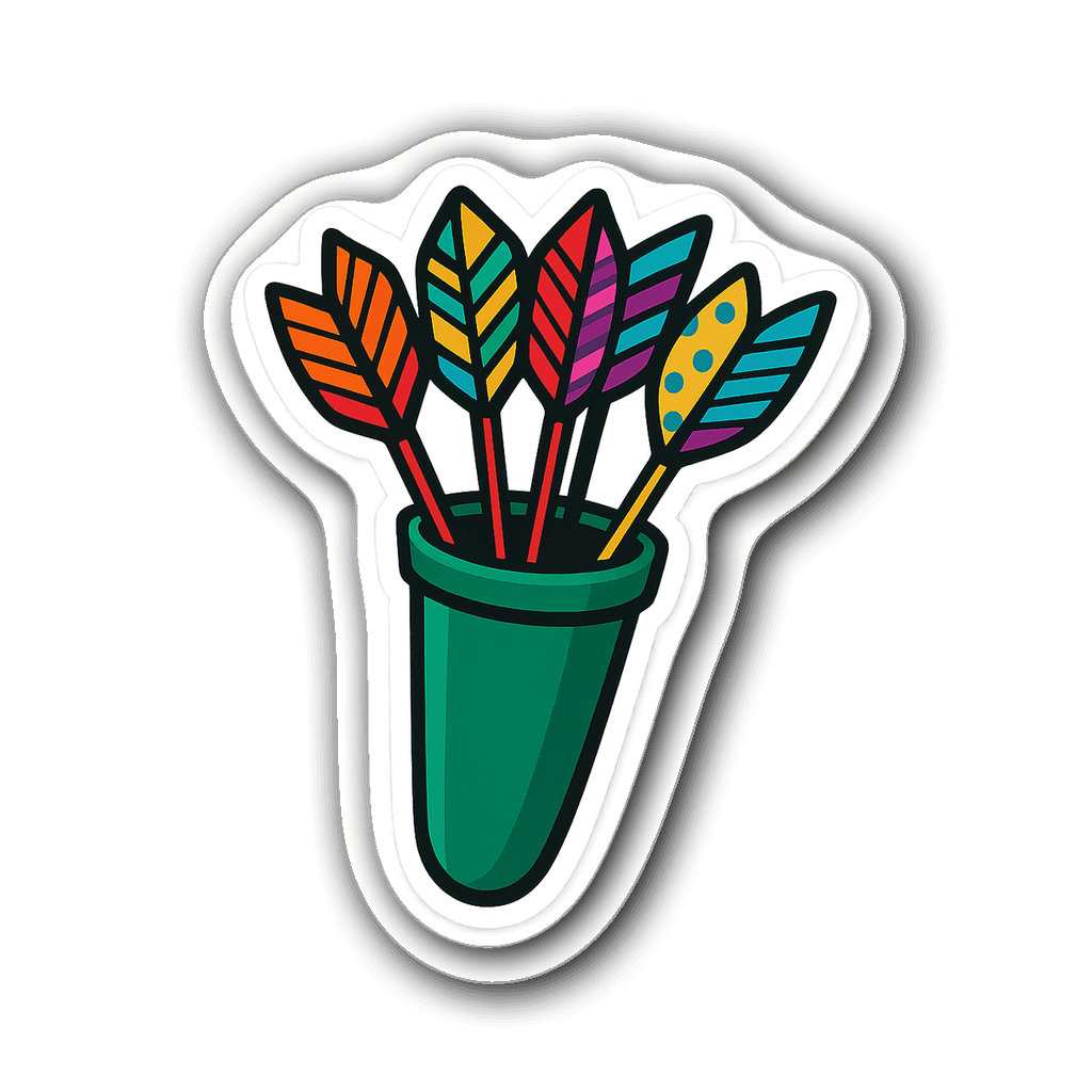 Vibrant archery quiver with colorful arrows sticker