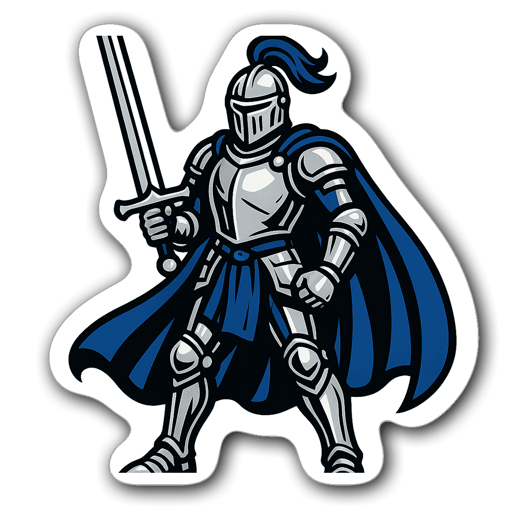 Heroic knight in shining armor gaming sticker