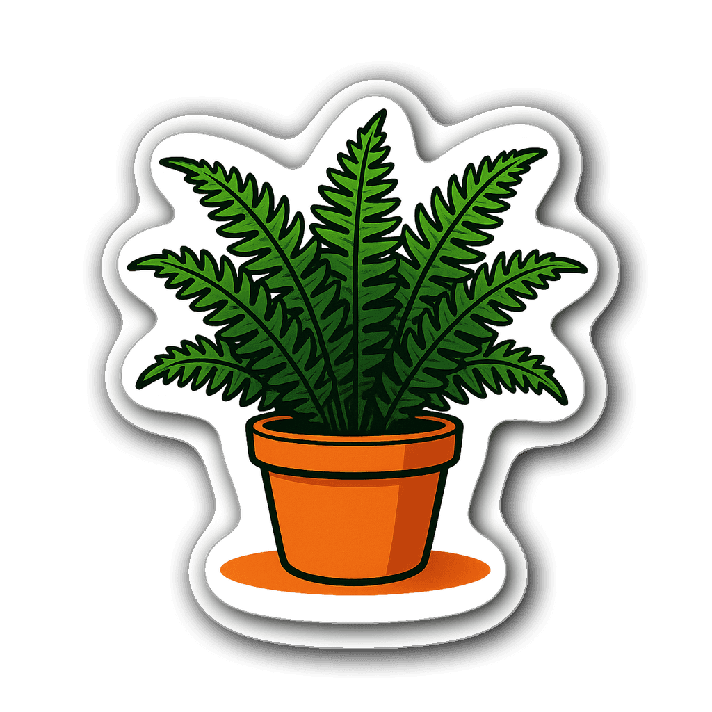 Vivid potted fern sticker with terracotta pot design
