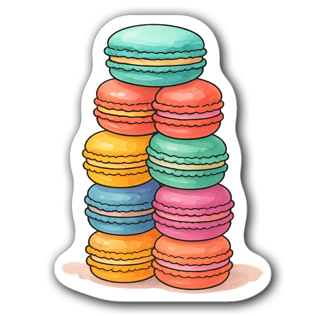 Pastel macaroon tower sticker in vibrant colors