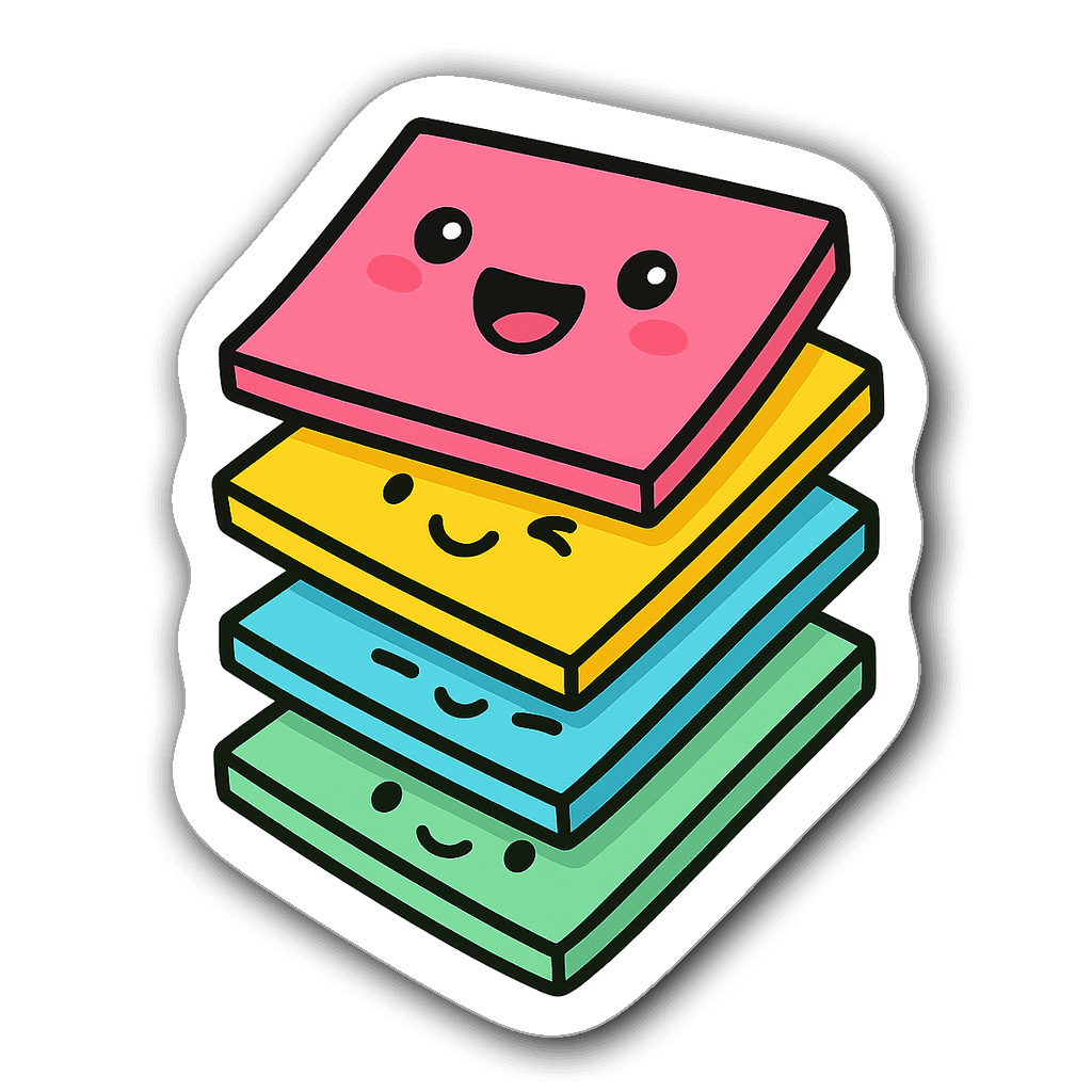 Colorful sticky notes with playful expressions in pop art style