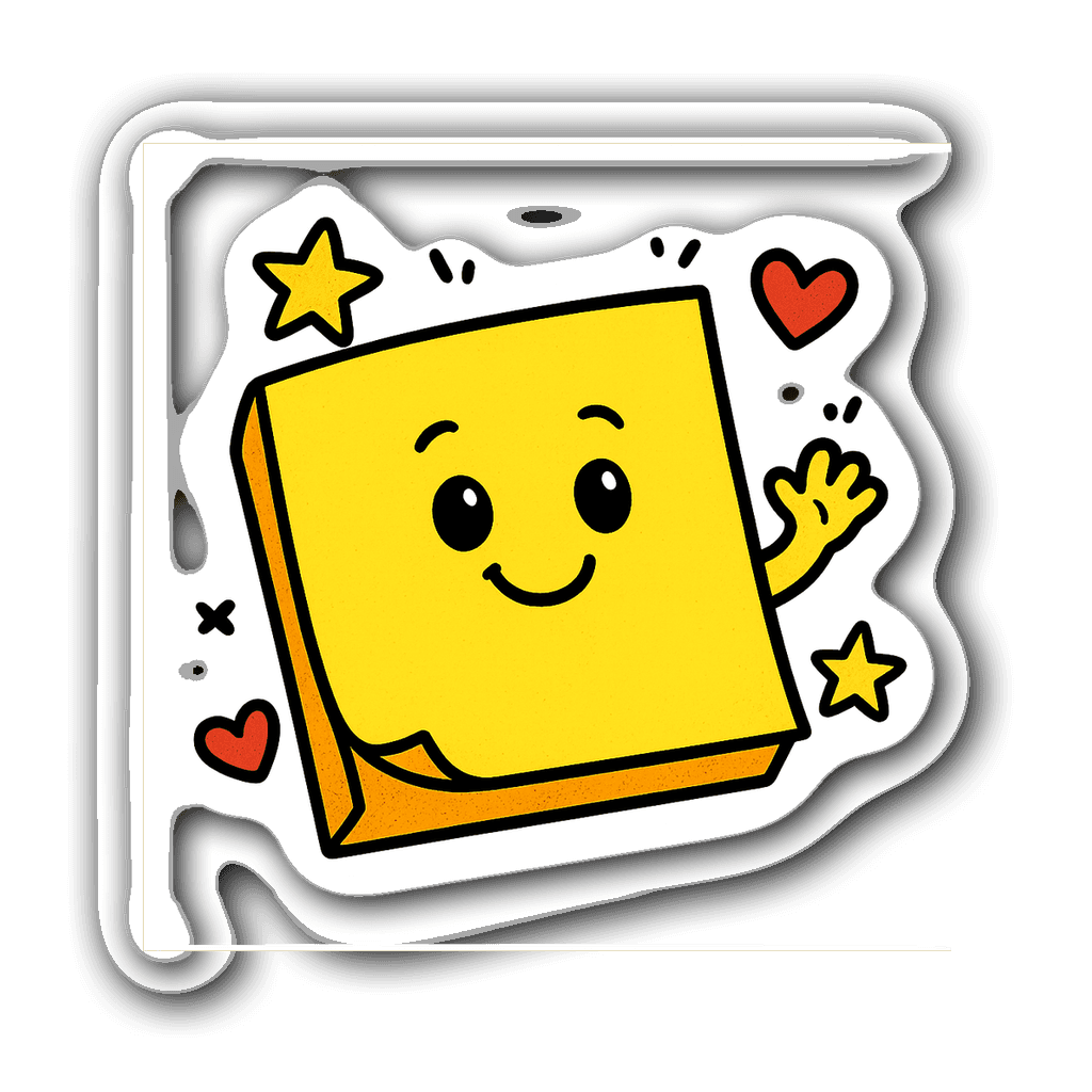 Bright yellow comic book pop art style cute sticky note