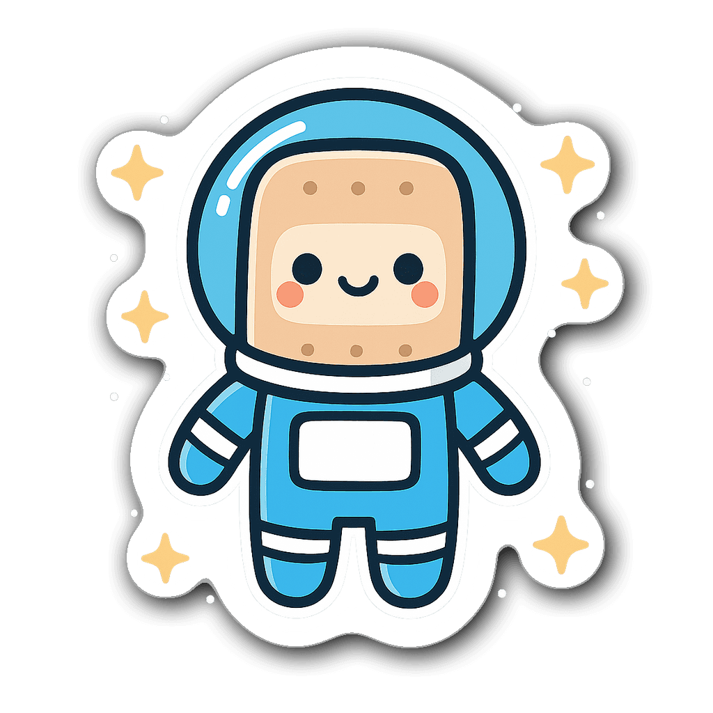 Adorable astronaut bandaid sticker with stars background