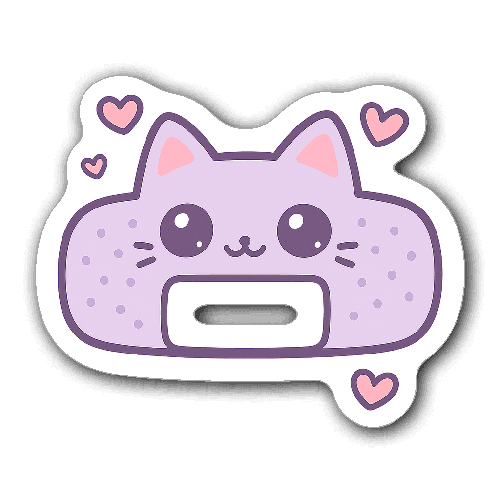 Cute cat bandaid sticker in pastel colors with hearts